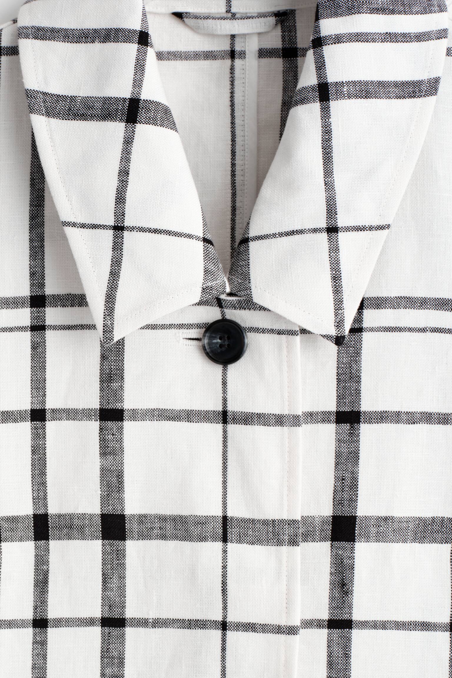 CHAQUETA DE CUADROS DE LINO - BLANCO/NEGRO/A CUADROS - 9