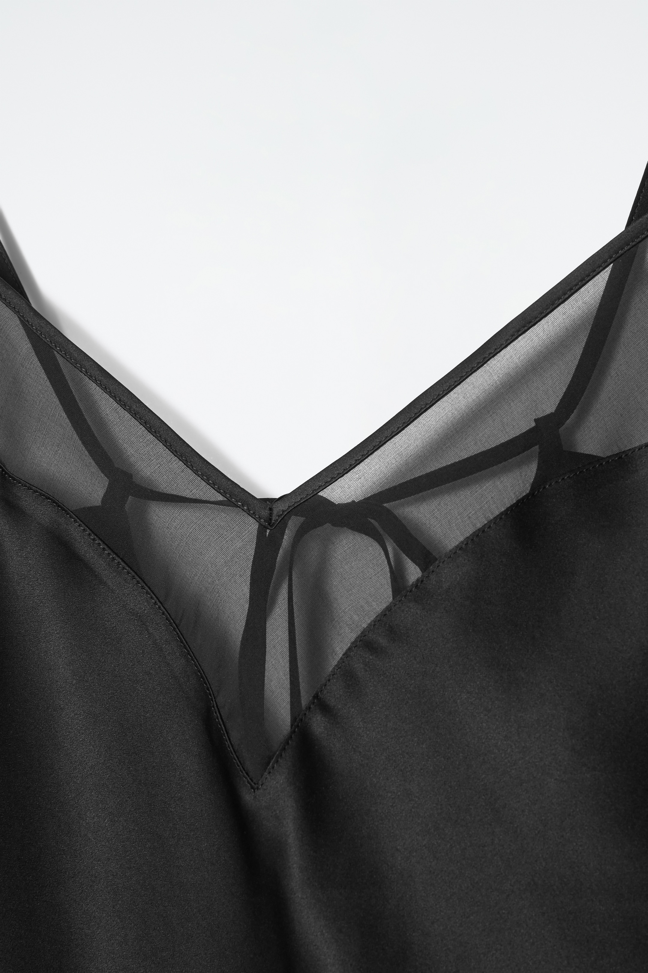 View larger image: SHEER-PANEL SILK CAMI TOP - BLACK - Ladies | H&M GB 4