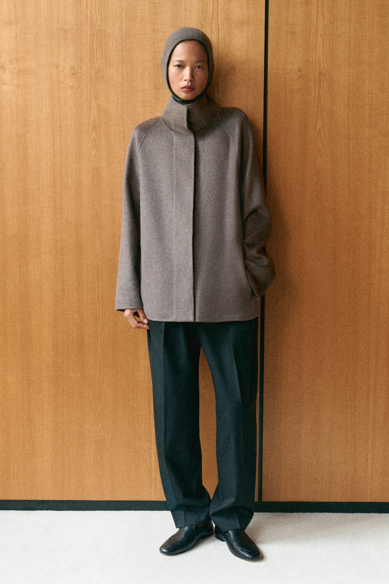 BELTED DOUBLE-FACED CASHMERE JACKET — STONE
