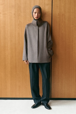 BELTED DOUBLE-FACED CASHMERE JACKET — STONE 9