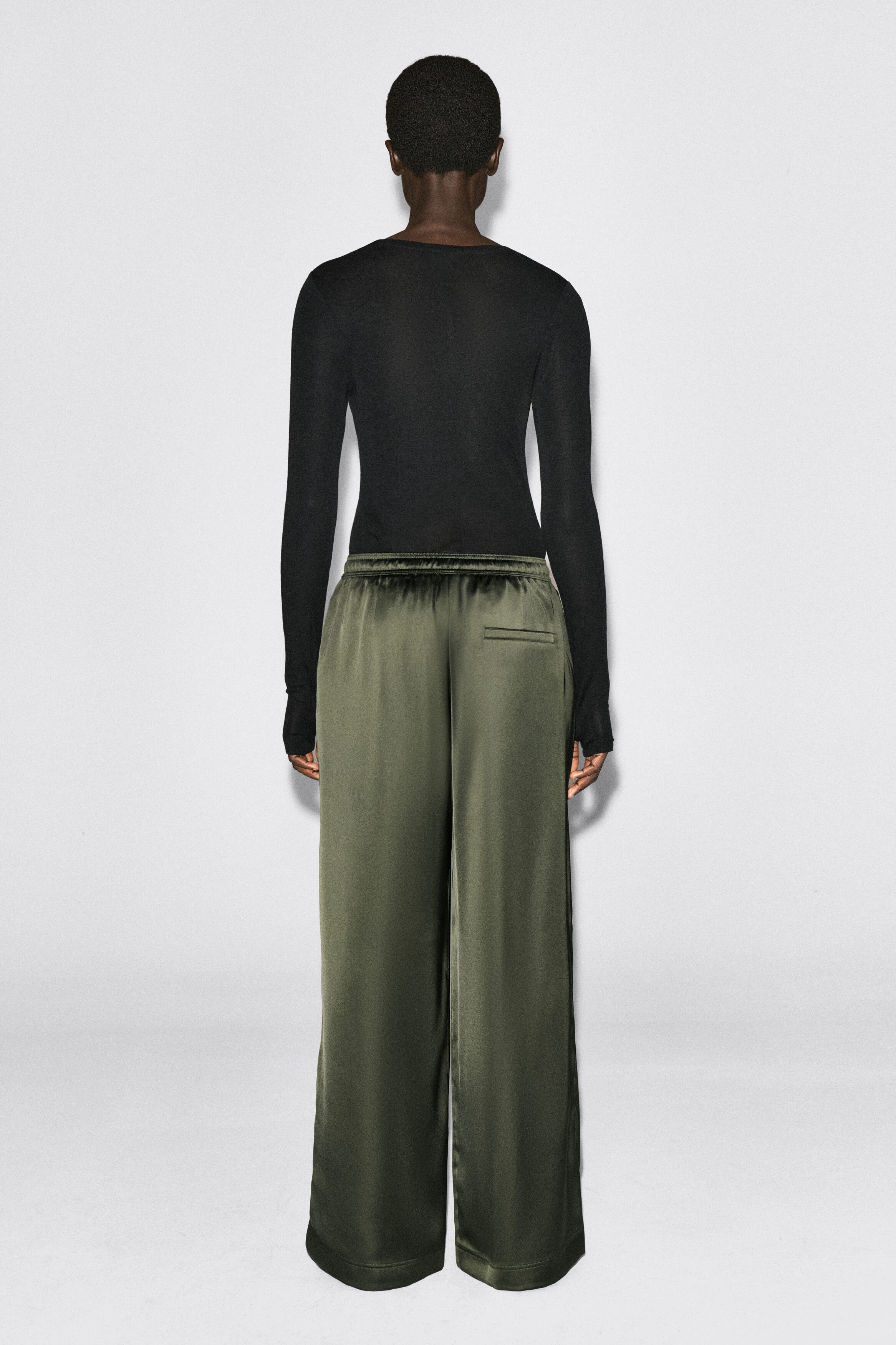 PLEATED SATIN DRAWSTRING PANTS - thumbnail 5