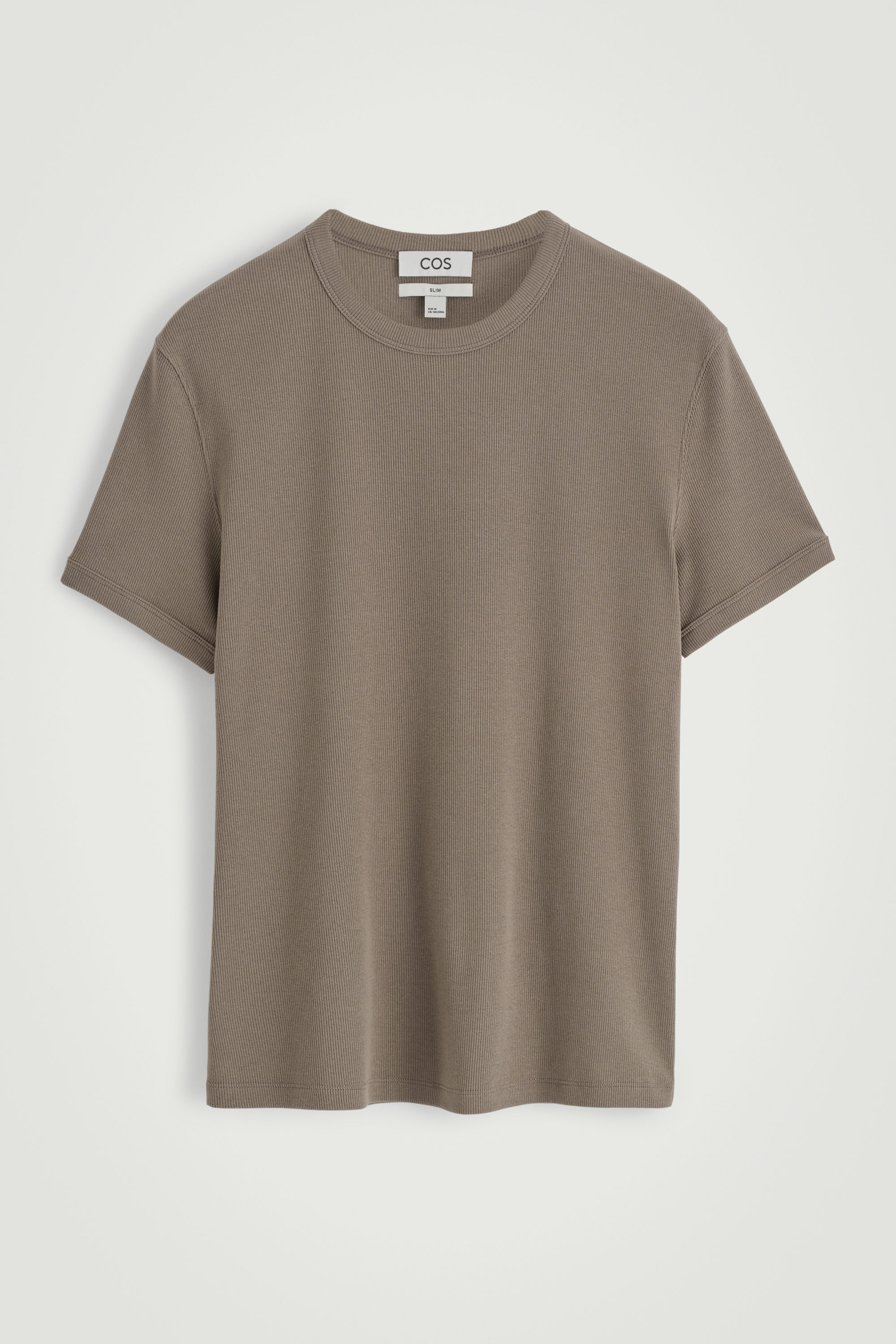 SLIM RIBBED COTTON T-SHIRT - DARK MOLE | COS AU