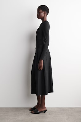 PLEATED COTTON CULOTTES — BLACK 2