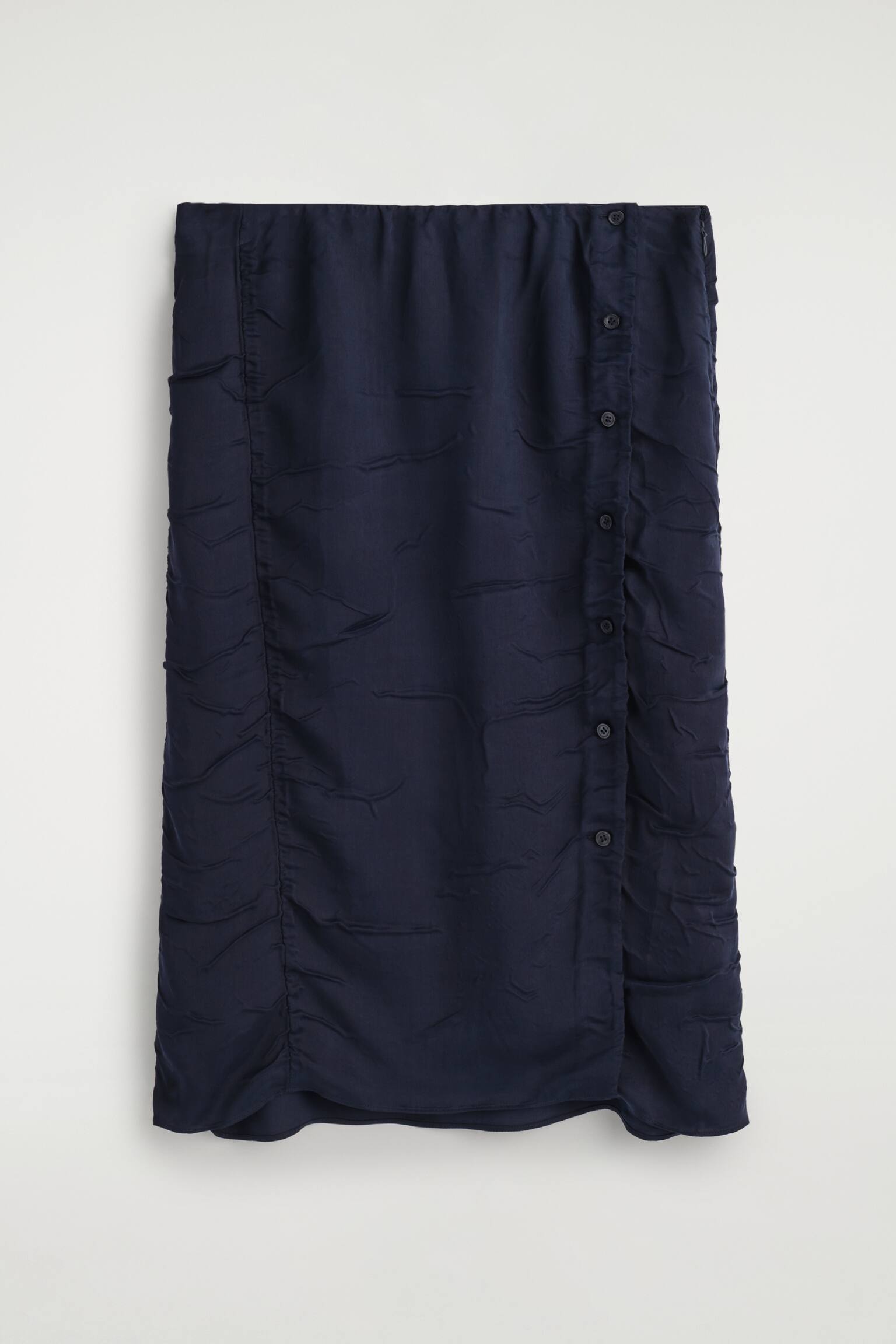 FALDA MIDI FRUNCIDA CON EFECTO ARRUGADO - AZUL MARINO - 2