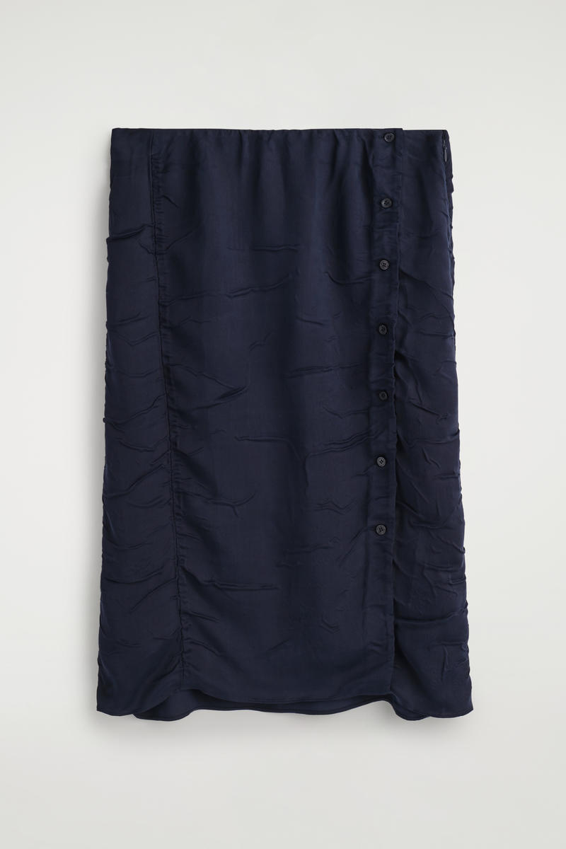Gathered Crinkled Midi Skirt