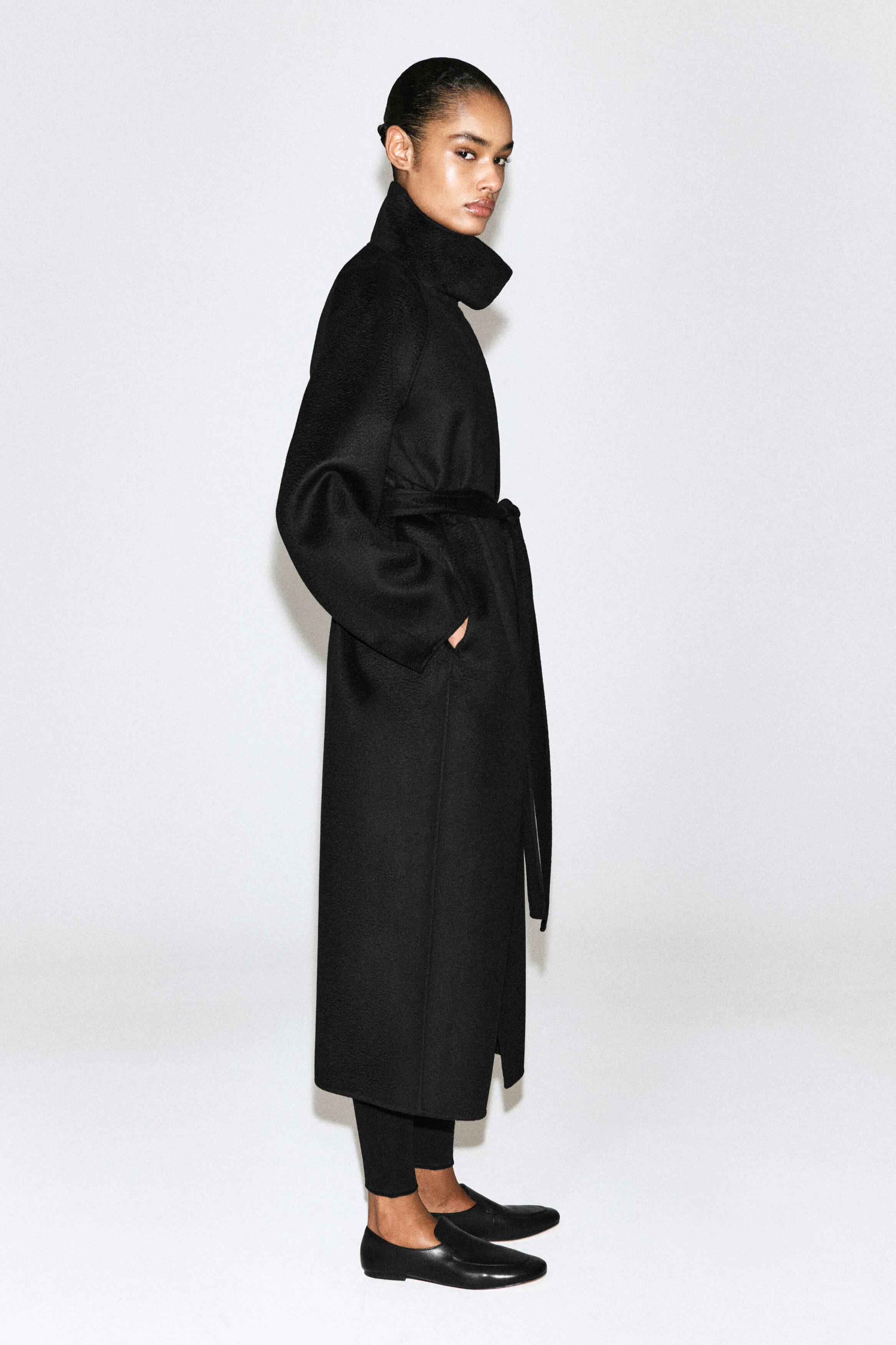 BELTED DOUBLE-FACED CASHMERE COAT - thumbnail 4