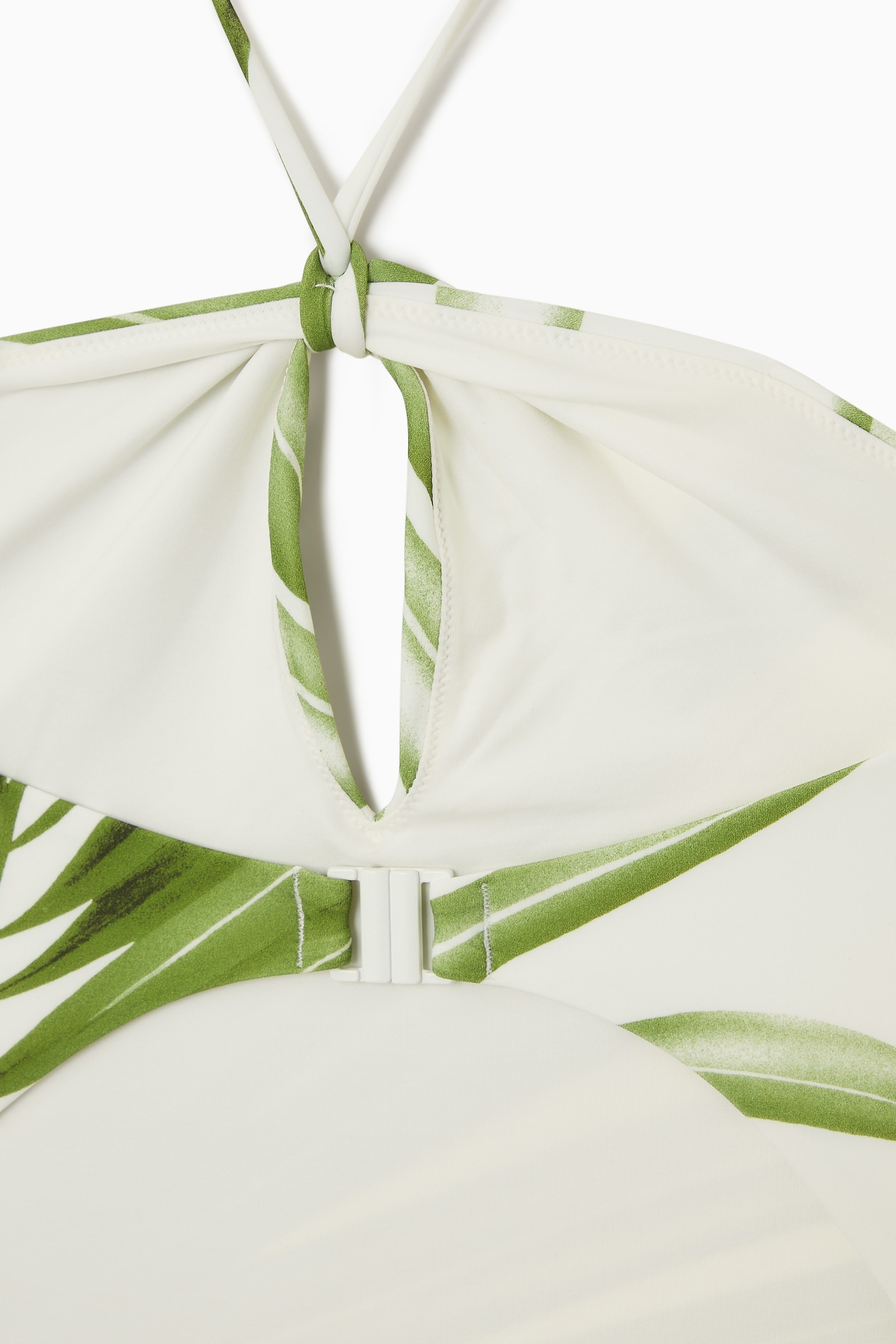 HALTERNECK CUTOUT SWIMSUIT - GREEN / WHITE/ORANGE - 3