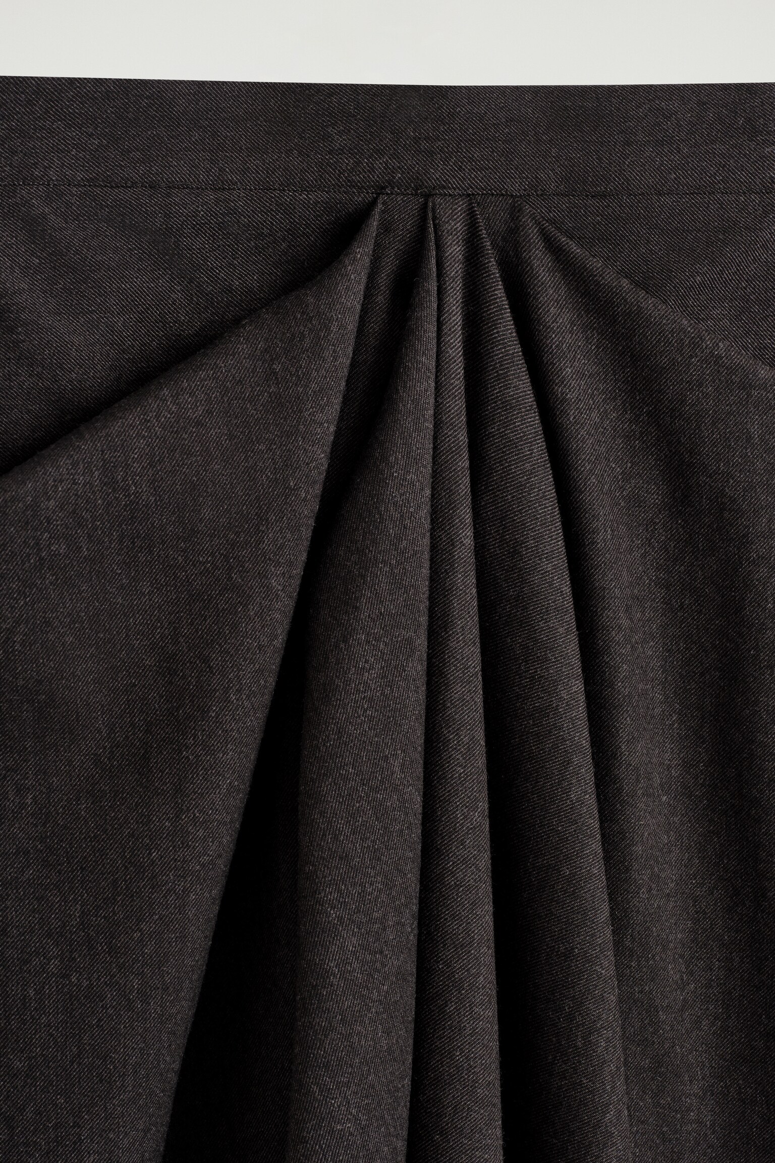 JUPE MIDI DRAPÉE EN LAINE MÉLANGÉE - GRIS ANTHRACITE CHINÉ - 3