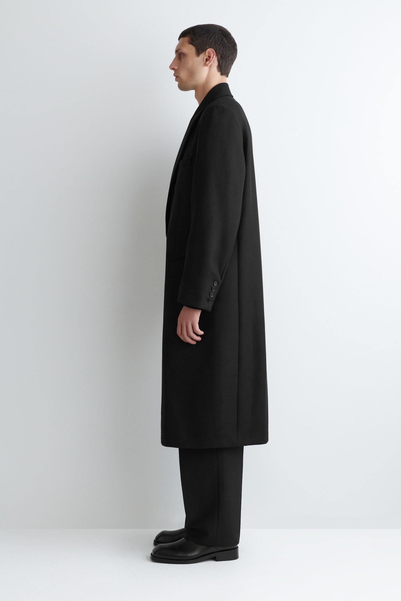 MANTEAU CROISÉ EN LAINE - NOIR - 8