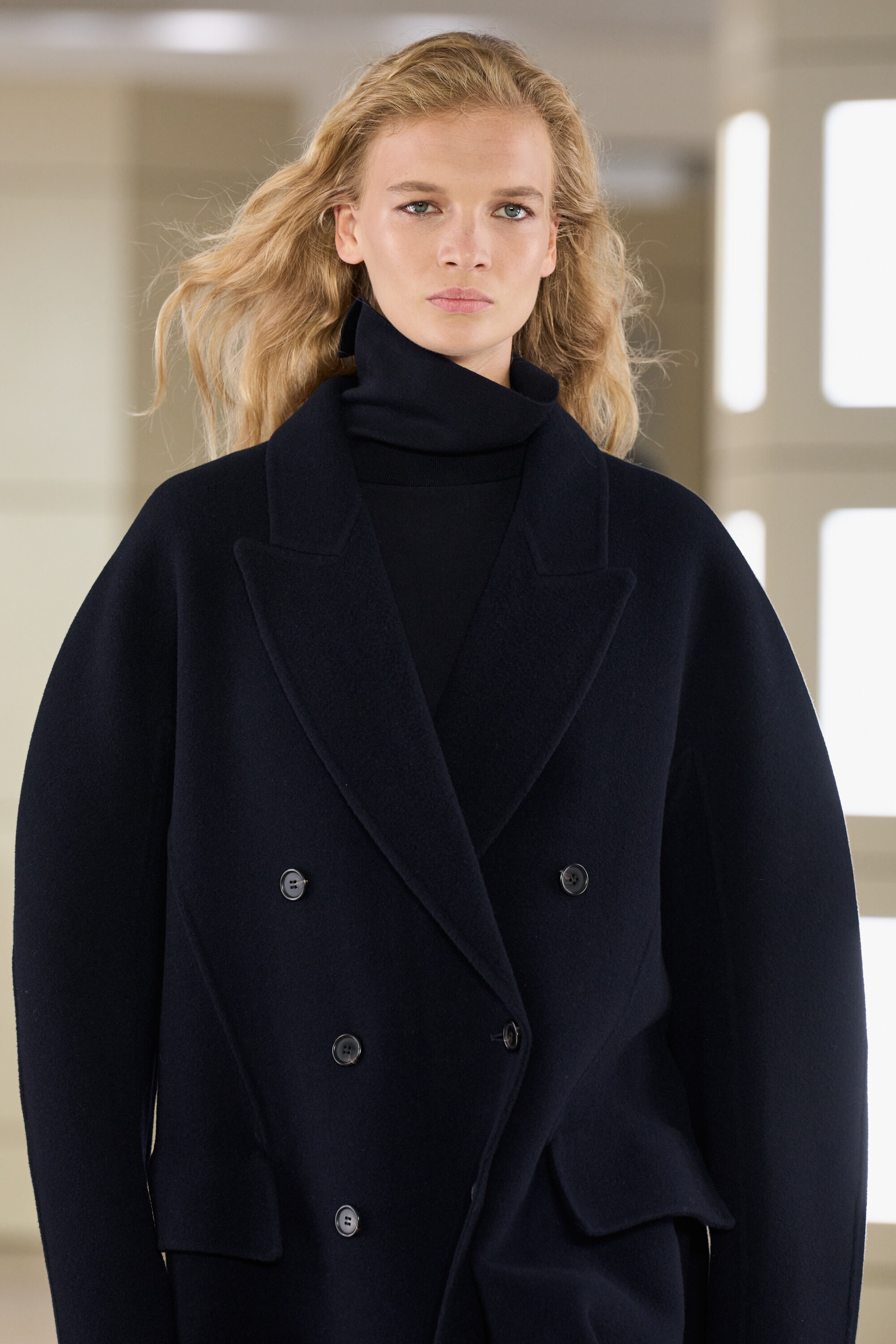 TAILORED DOUBLE-FACED WOOL LONG COAT - NAVY | COS