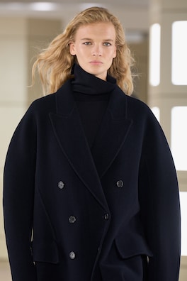 TAILORED DOUBLE-FACED WOOL LONG COAT — NAVY 11