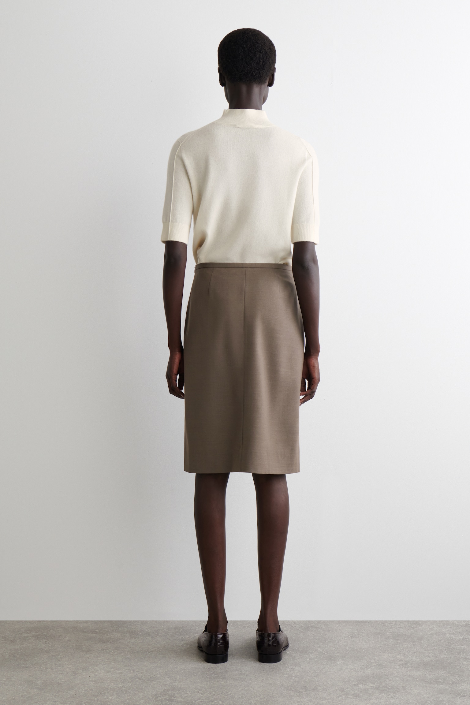GONNA A TUBINO IN LANA MERINO - MARRONE - 4
