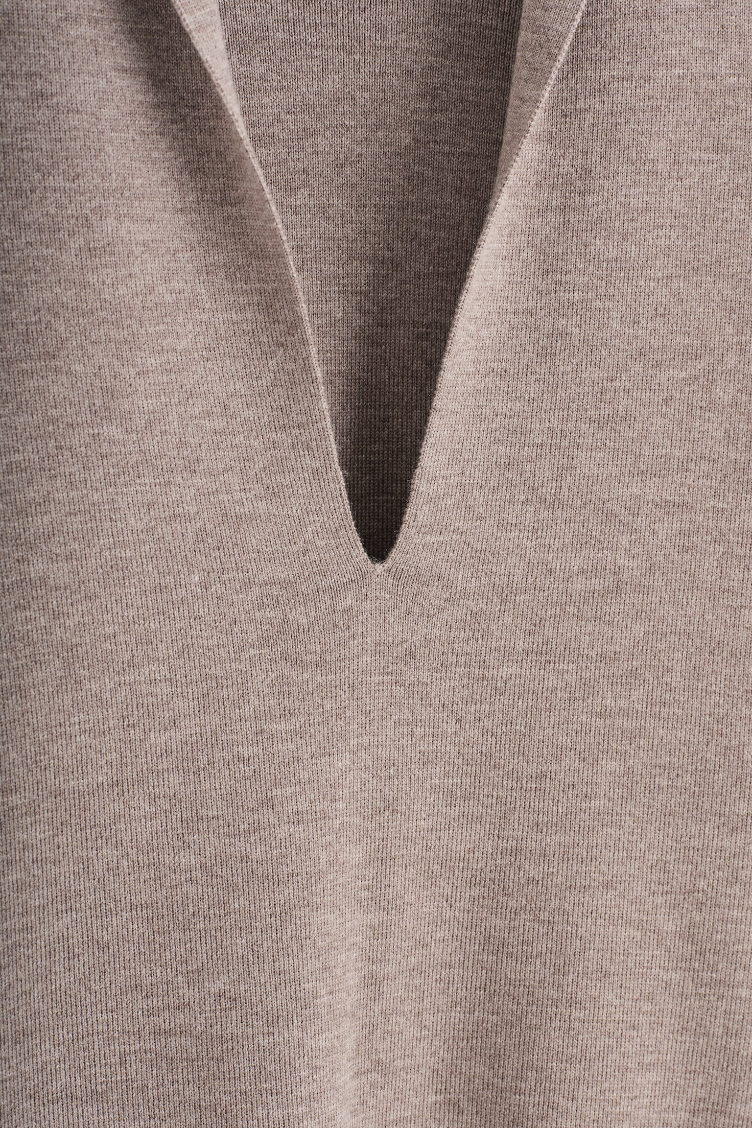 DRAPED MERINO WOOL V-NECK JUMPER - MOLE MÉLANGE/BEIGE MÉLANGE/BLACK - 4