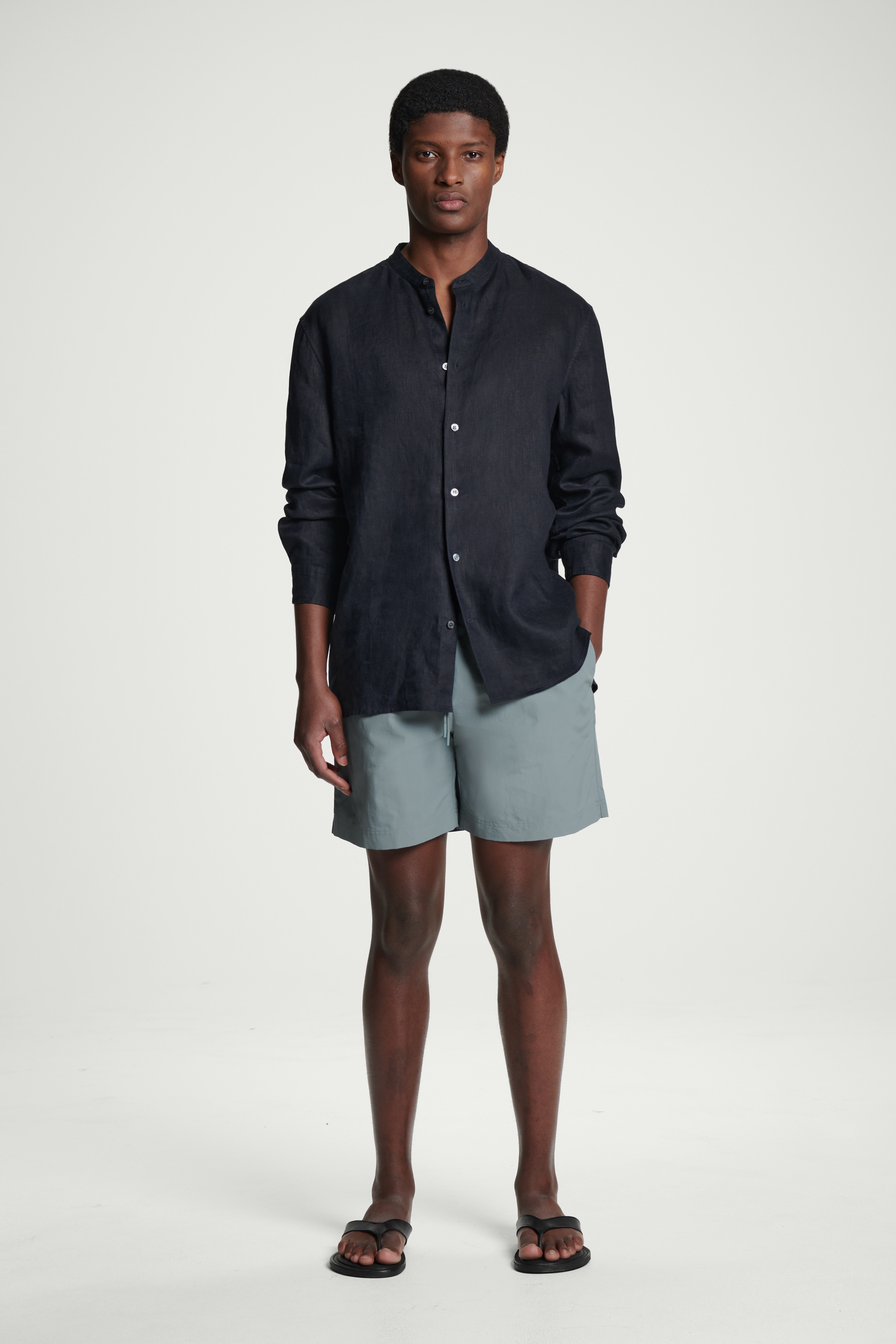 NYLON DRAWSTRING SWIM SHORTS - GREY/BLACK