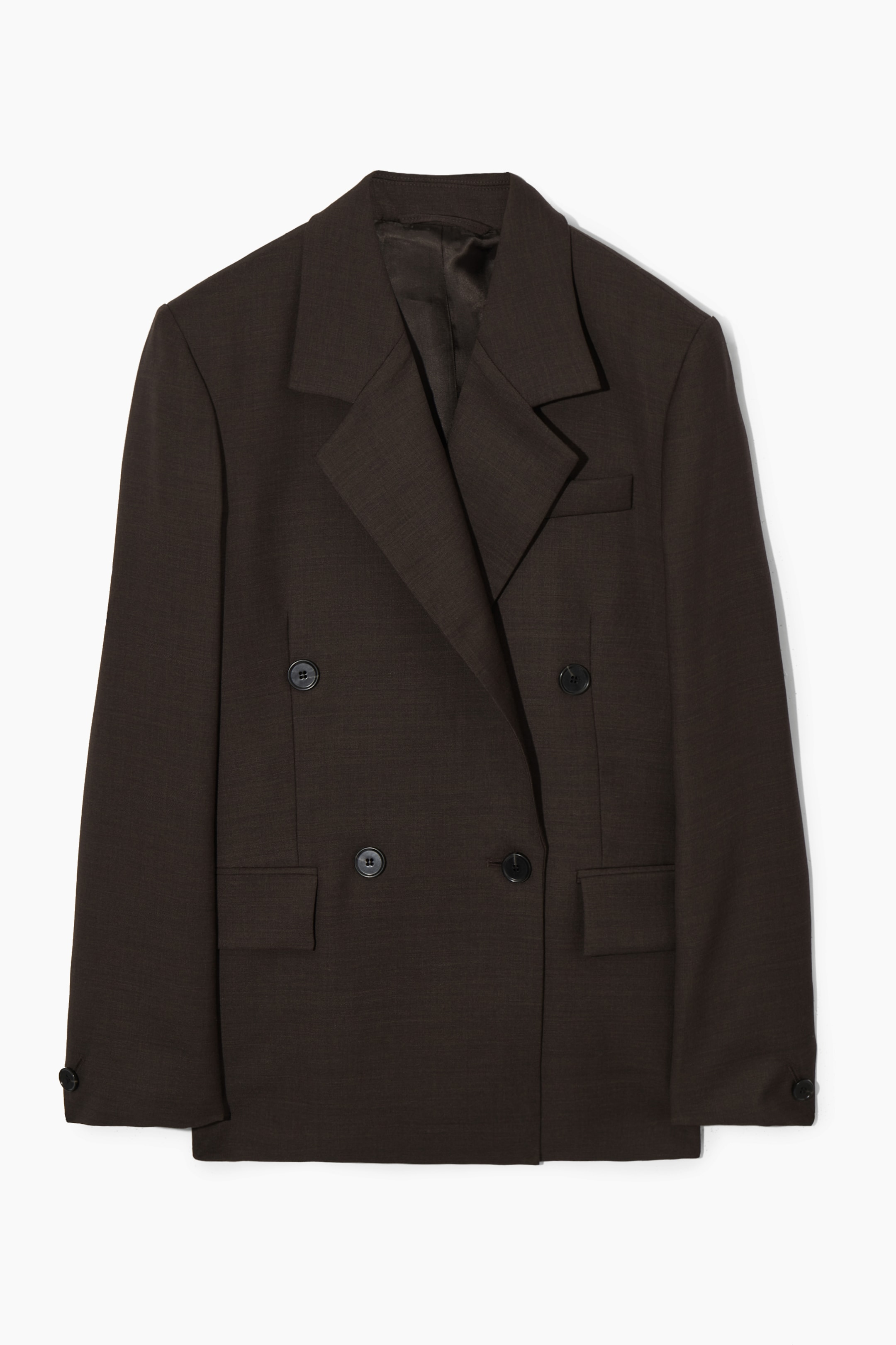 Grotere afbeelding bekijken: DOUBLE-BREASTED WOOL BLAZER - DARK BROWN - DAMES | H&M NL 1