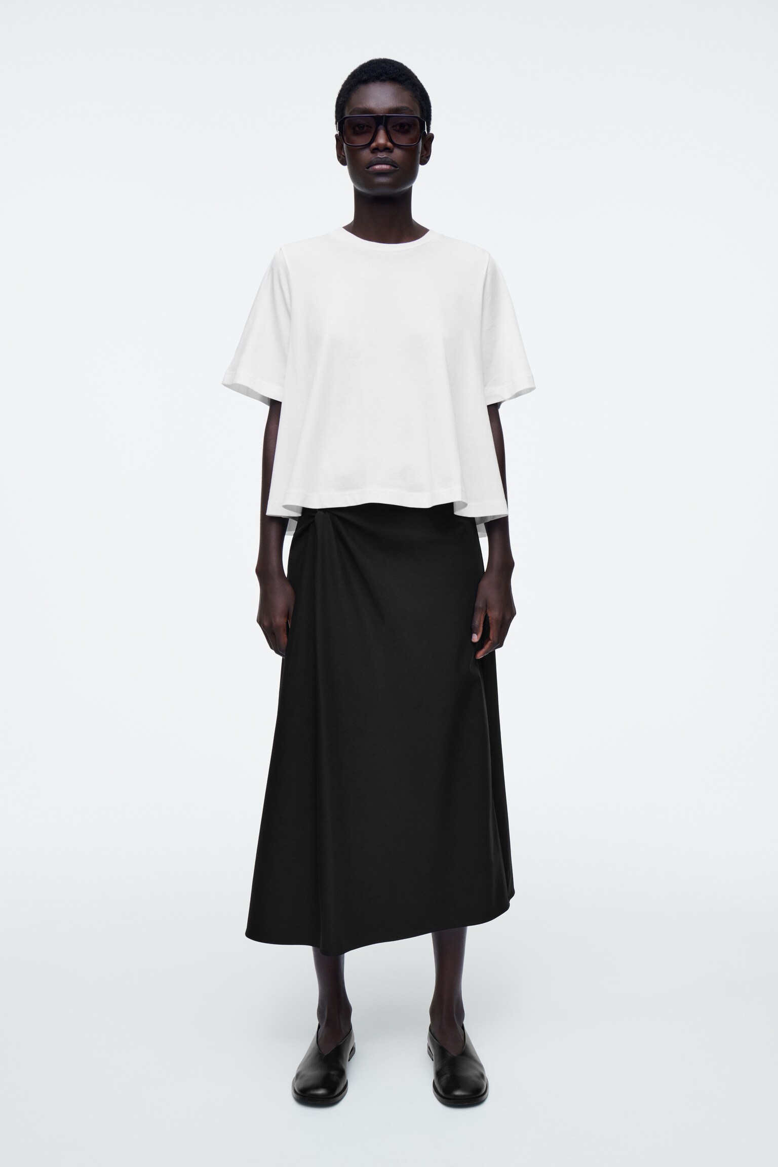 TWIST-DETAIL MIDI SKIRT - BLACK/BROWN - 6