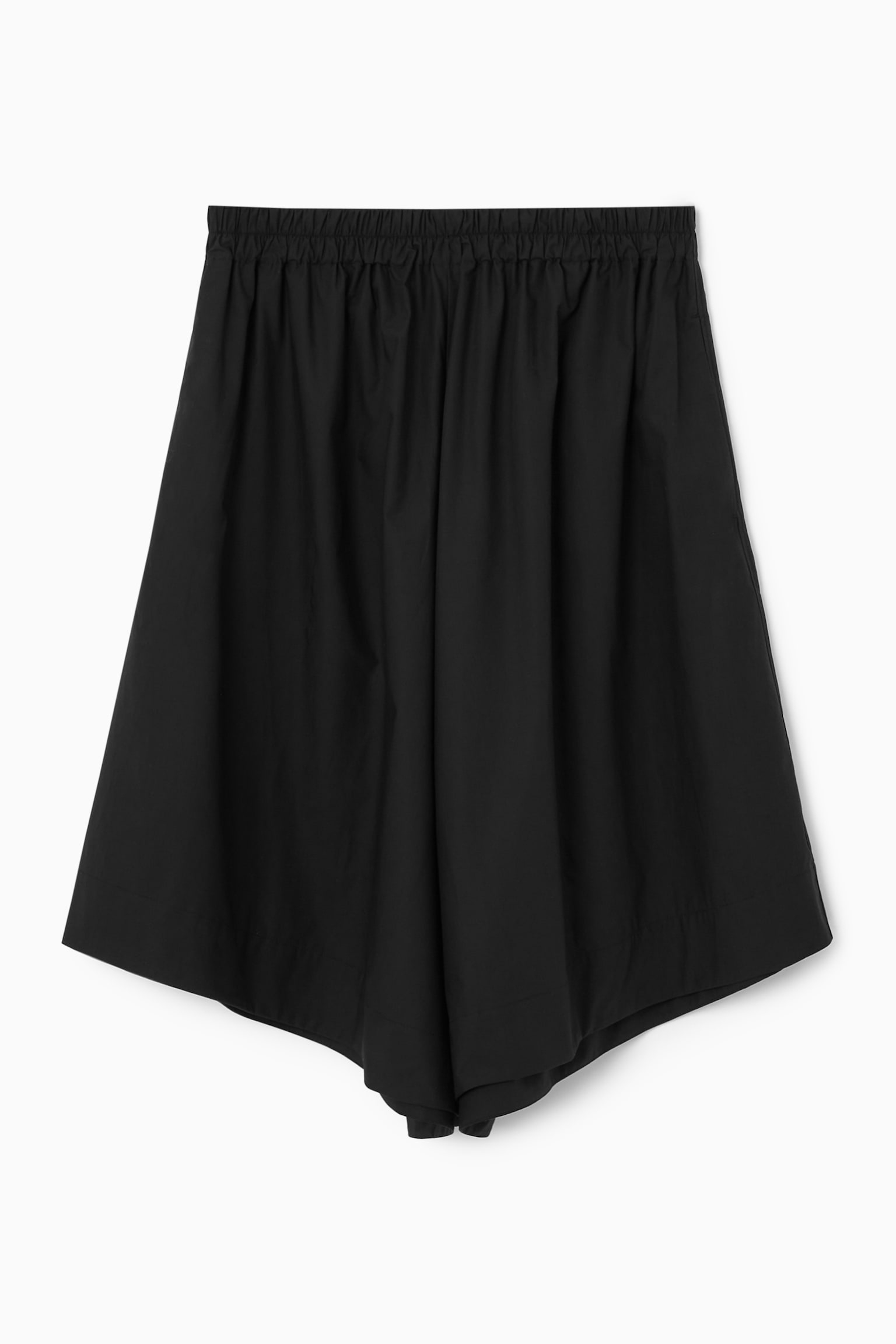GATHERED WIDE-LEG SHORTS - BLACK/WHITE