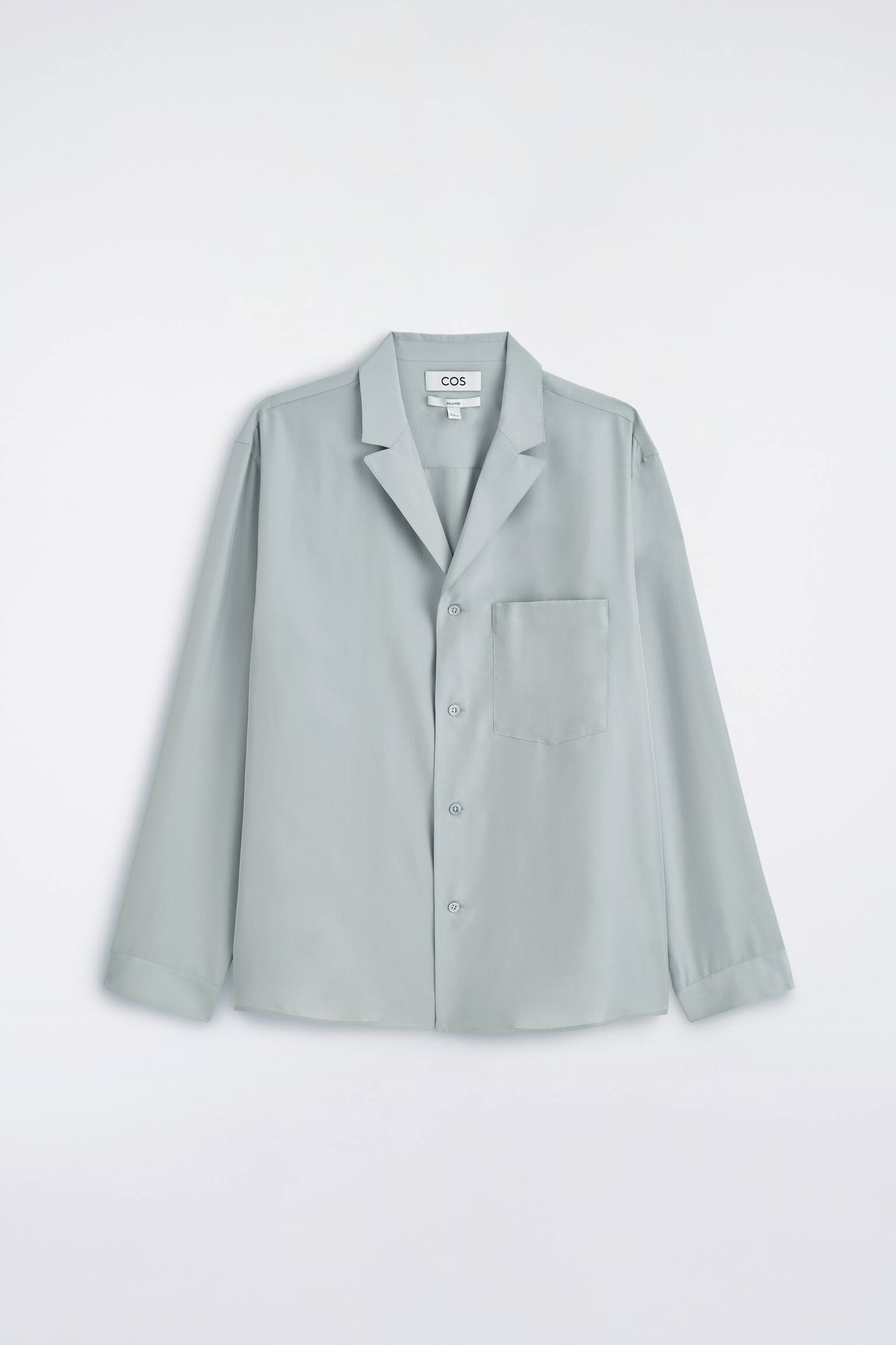 CHEMISE EN SOIE À COL CUBAIN - VERT SAUGE - 1