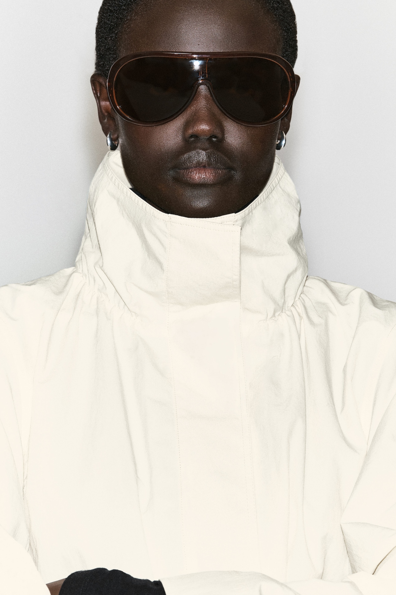 NYLON mock-NECK JACKET — OFF-WHITE