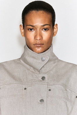 MOCK-NECK DENIM JACKET — BEIGE 6