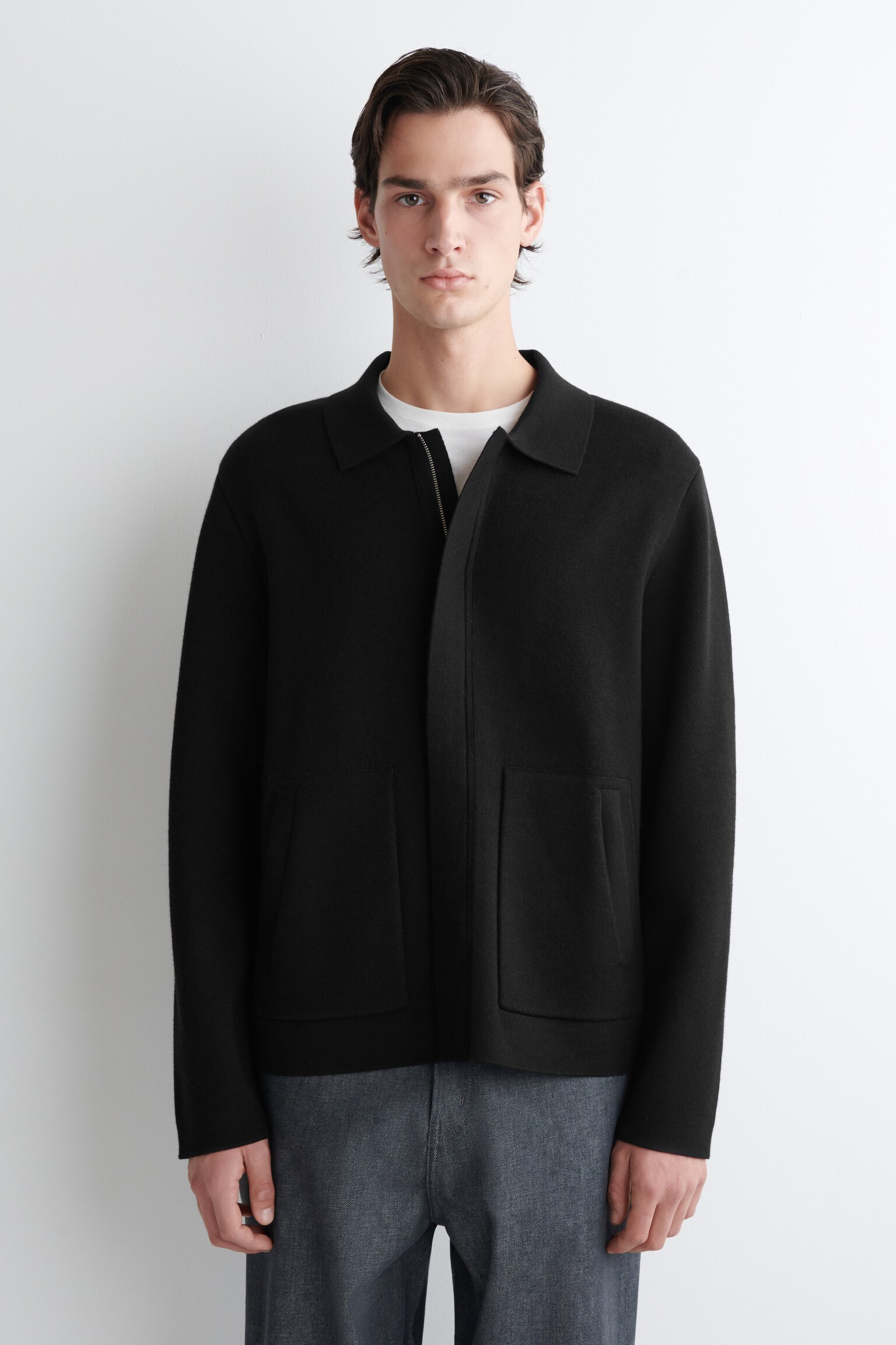 CHAQUETA DE PUNTO EN LANA DE DOBLE FAZ - NEGRO - 6