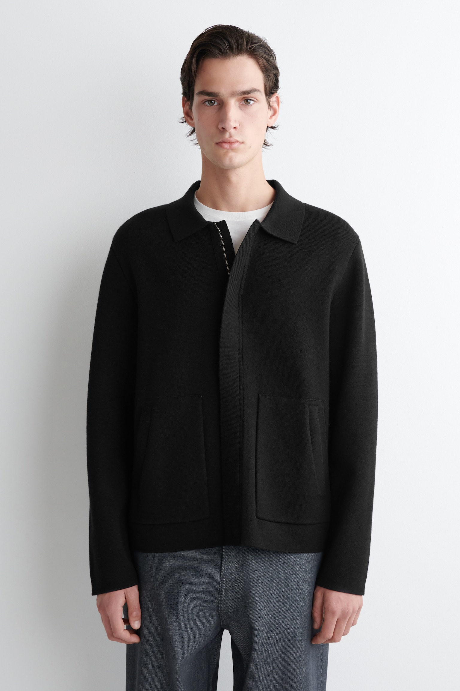 DOUBLE-FACED WOOL JACKET - BLACK