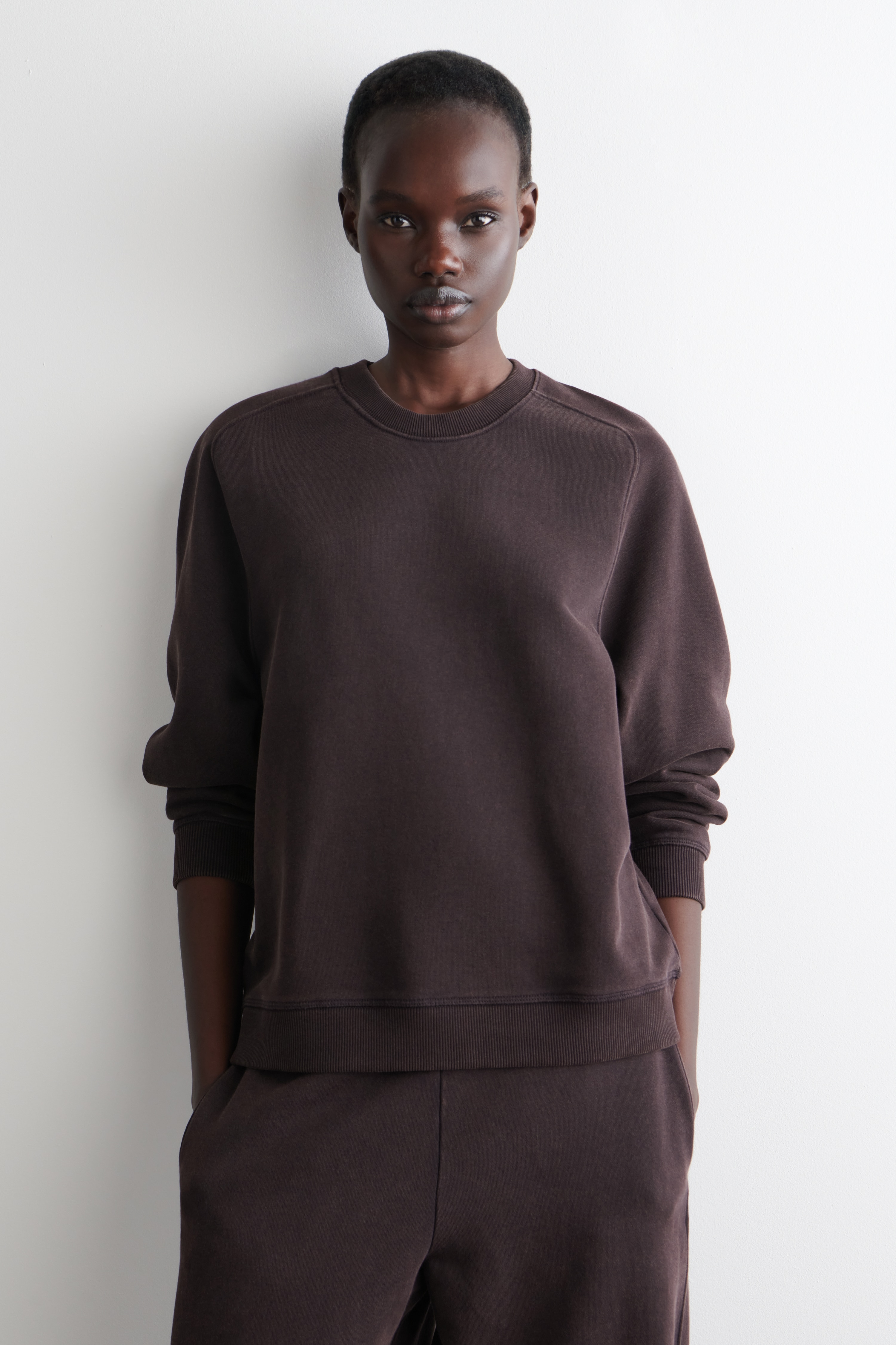 COTTON SWEATSHIRT - DARK PURPLE/DARK-GREY MÉLANGE