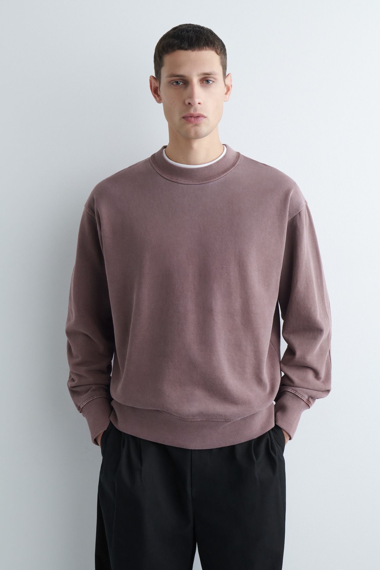 RELAXED WASHED-COTTON SWEATSHIRT WASHED BURGUNDY COS