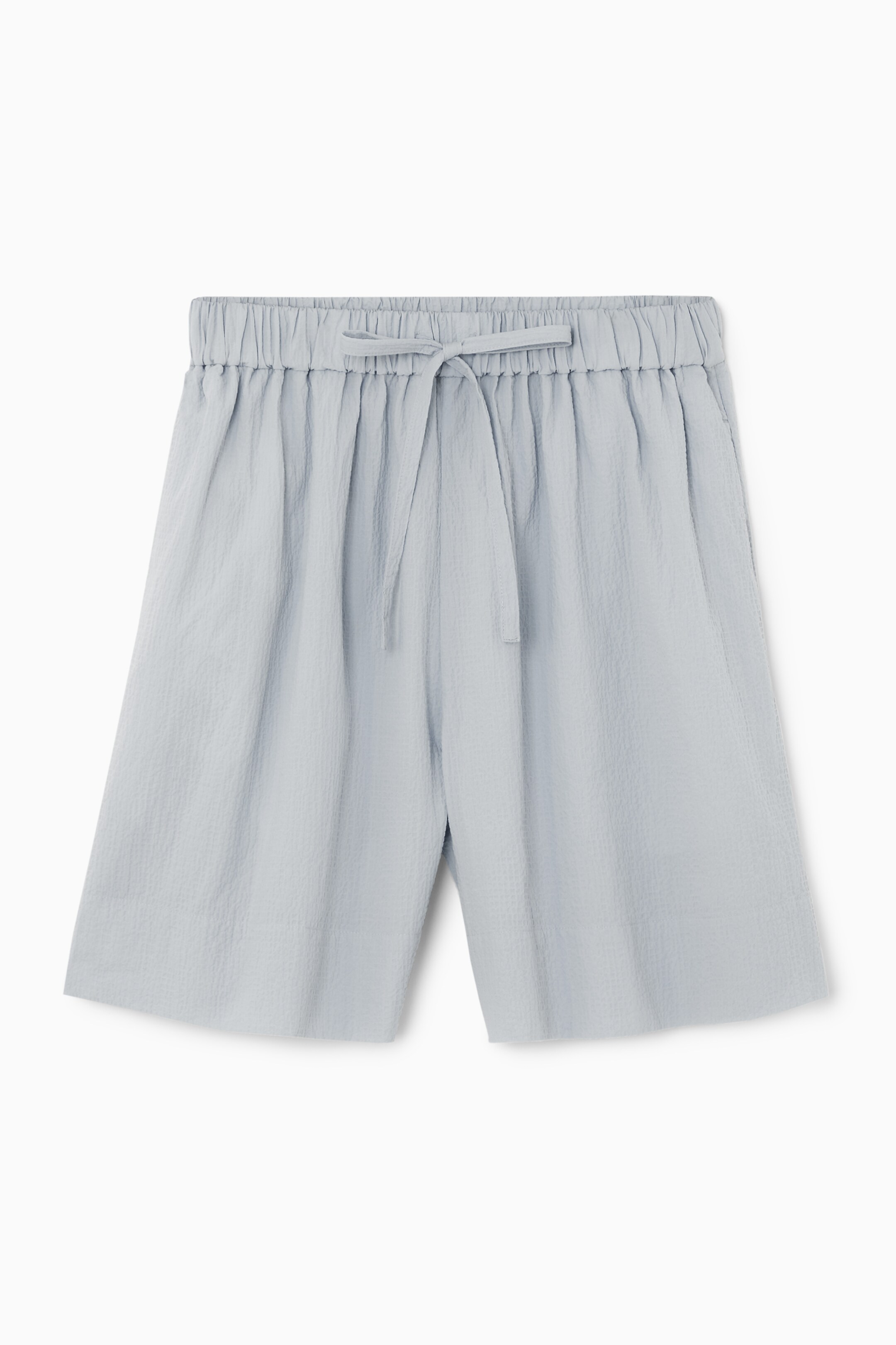 Ingrandisci l'immagine: SEERSUCKER DRAWSTRING SHORTS - SKY BLUE - DONNA | H&M CH 1