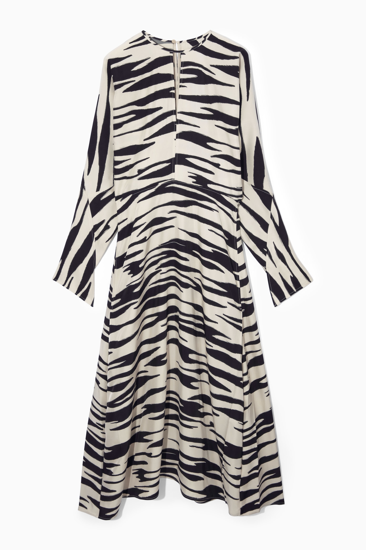 ZEBRA-PRINT CUTOUT MIDI DRESS - OFF WHITE / ZEBRA PRINT
