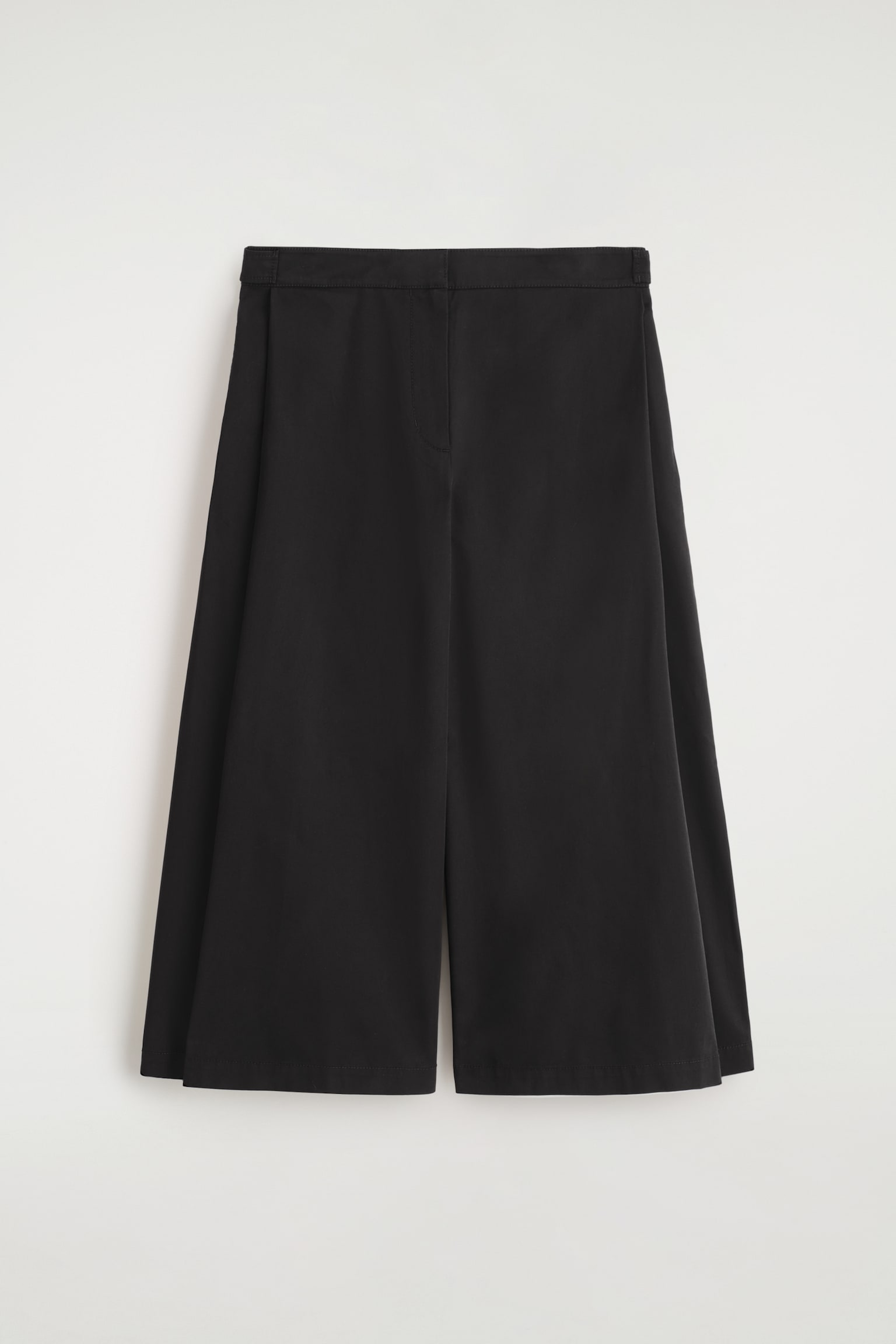 CROPPED COTTON WIDE-LEG TROUSERS - BLACK/LIGHT BEIGE - 2