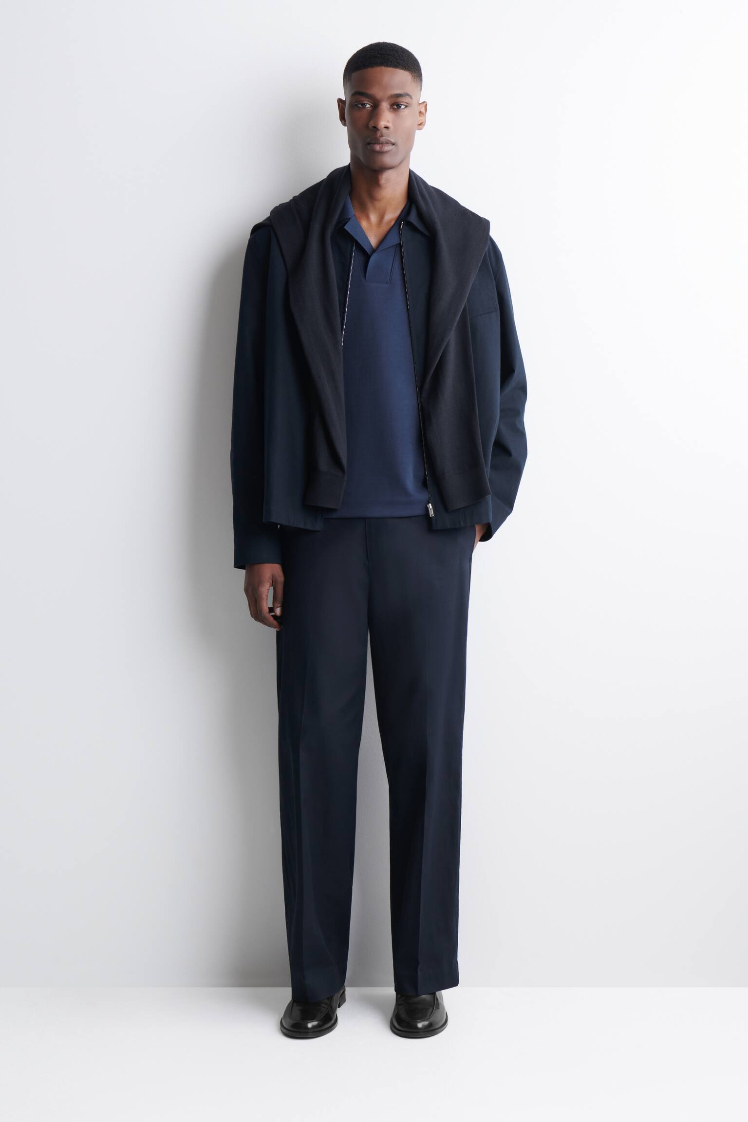 POLO DE TWILL DE ALGODÓN CON DOBLADILLO ELÁSTICO - AZUL MARINO - 3