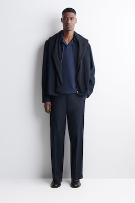 JERSEY-BONDED COTTON-TWILL POLO SHIRT — NAVY 4
