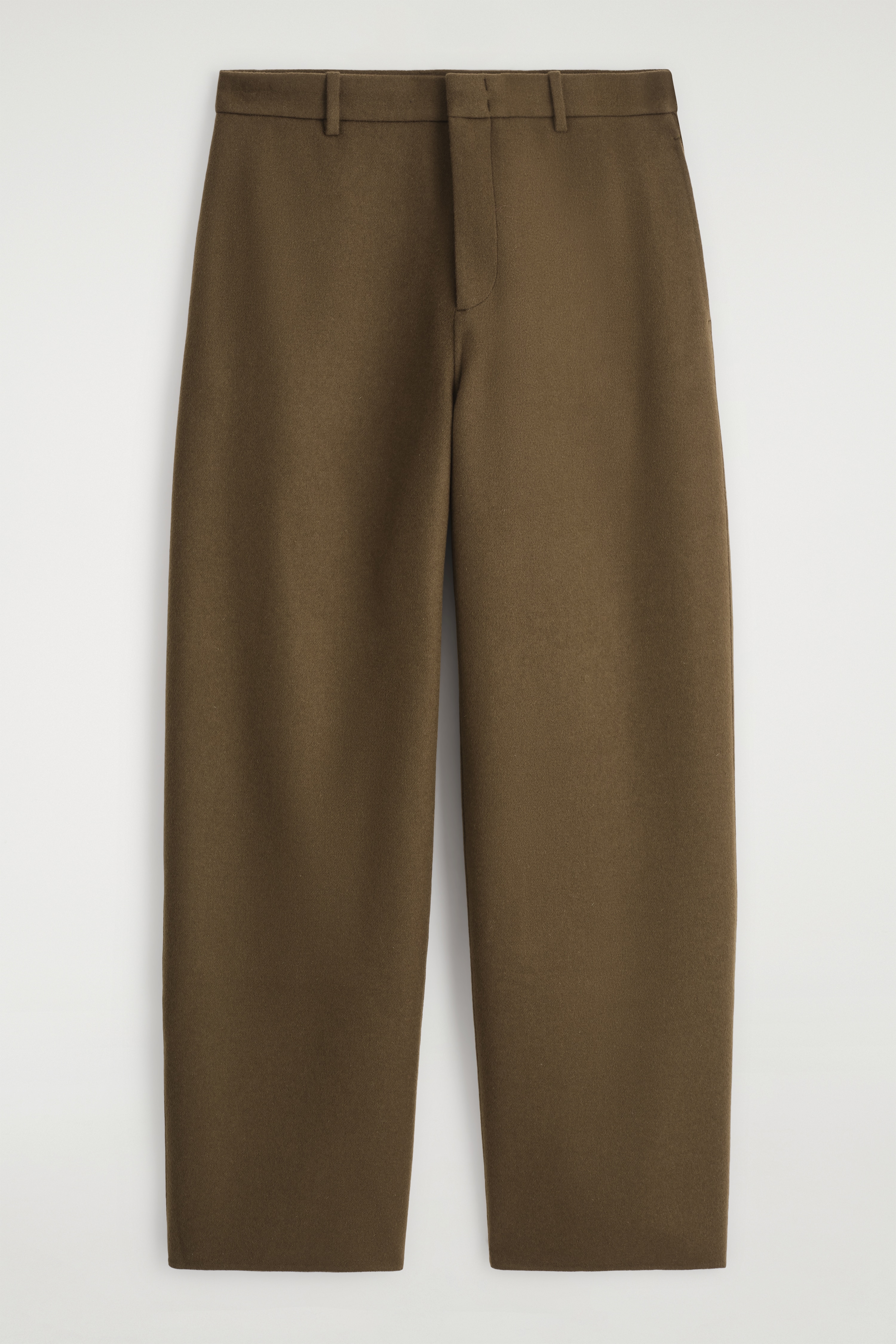 DOUBLE-FACED WOOL WIDE-LEG TROUSERS - HNĚDÁ/ANTRACITOVÁ