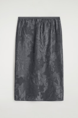EMBROIDERED SHEER COLUMN SKIRT — HEATHER 8