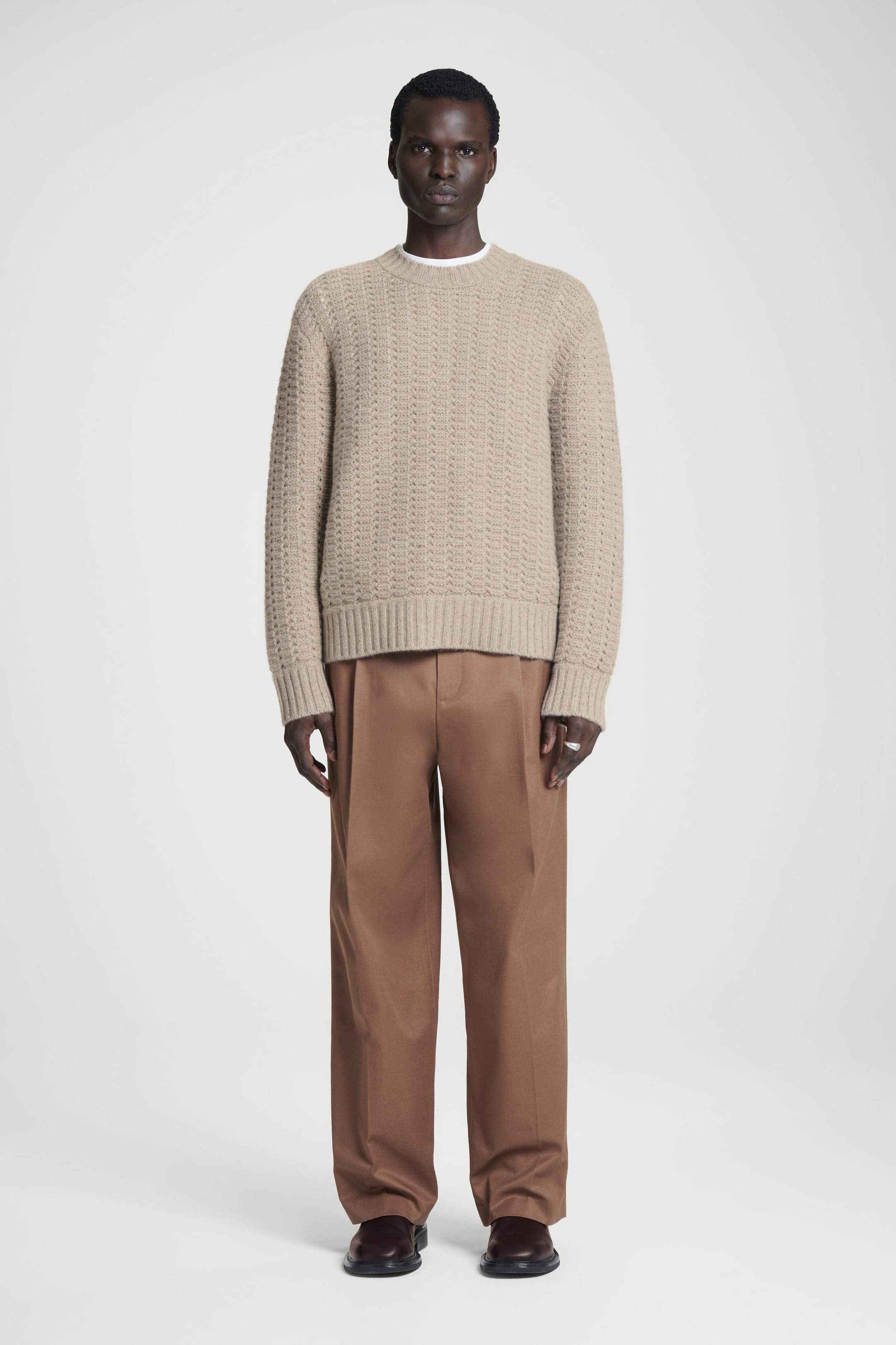 RELAXED POINTELLE-KNIT PURE CASHMERE SWEATER