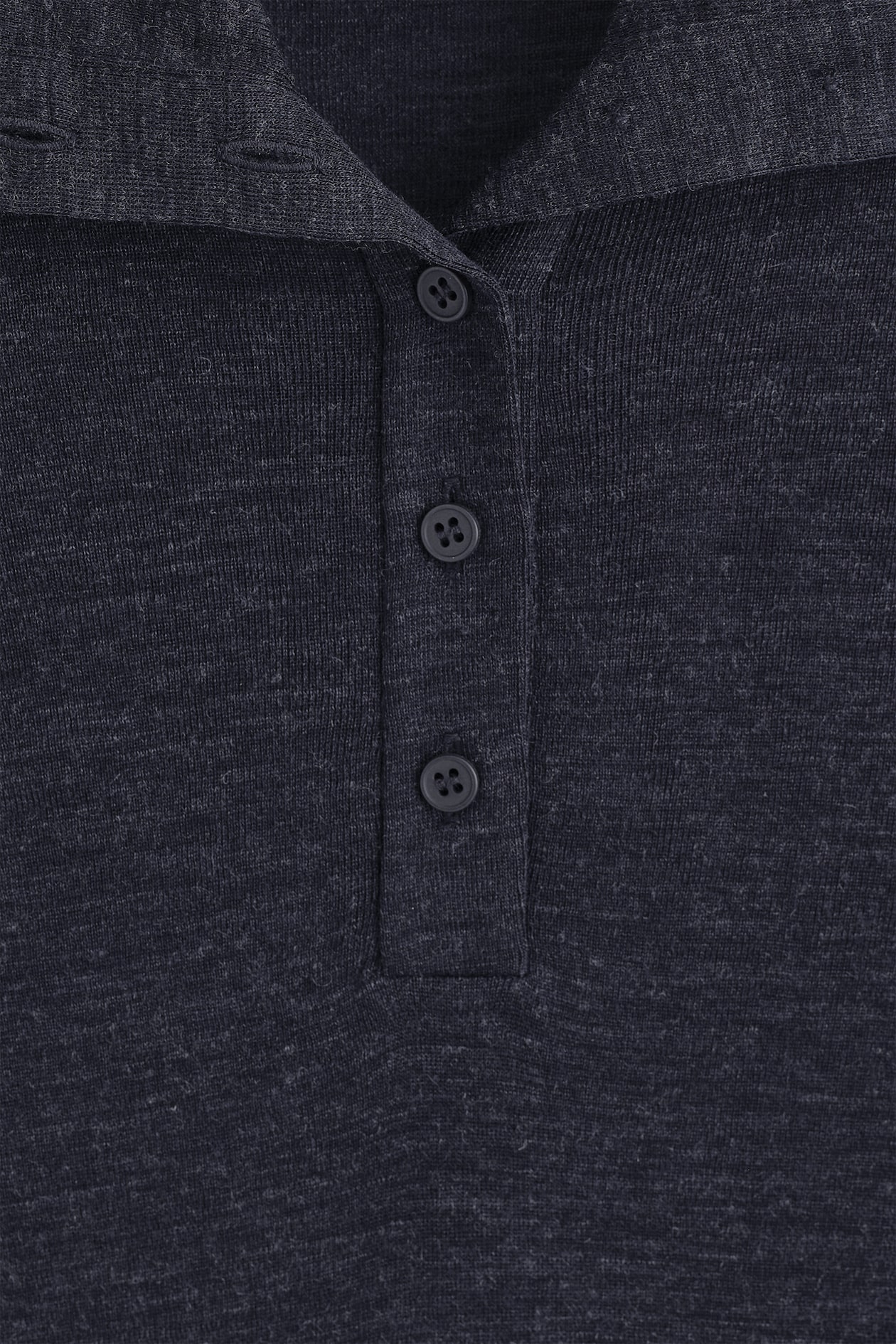 MERINO WOOL BUTTONED MOCK-NECK TOP — CHARCOAL MÉLANGE