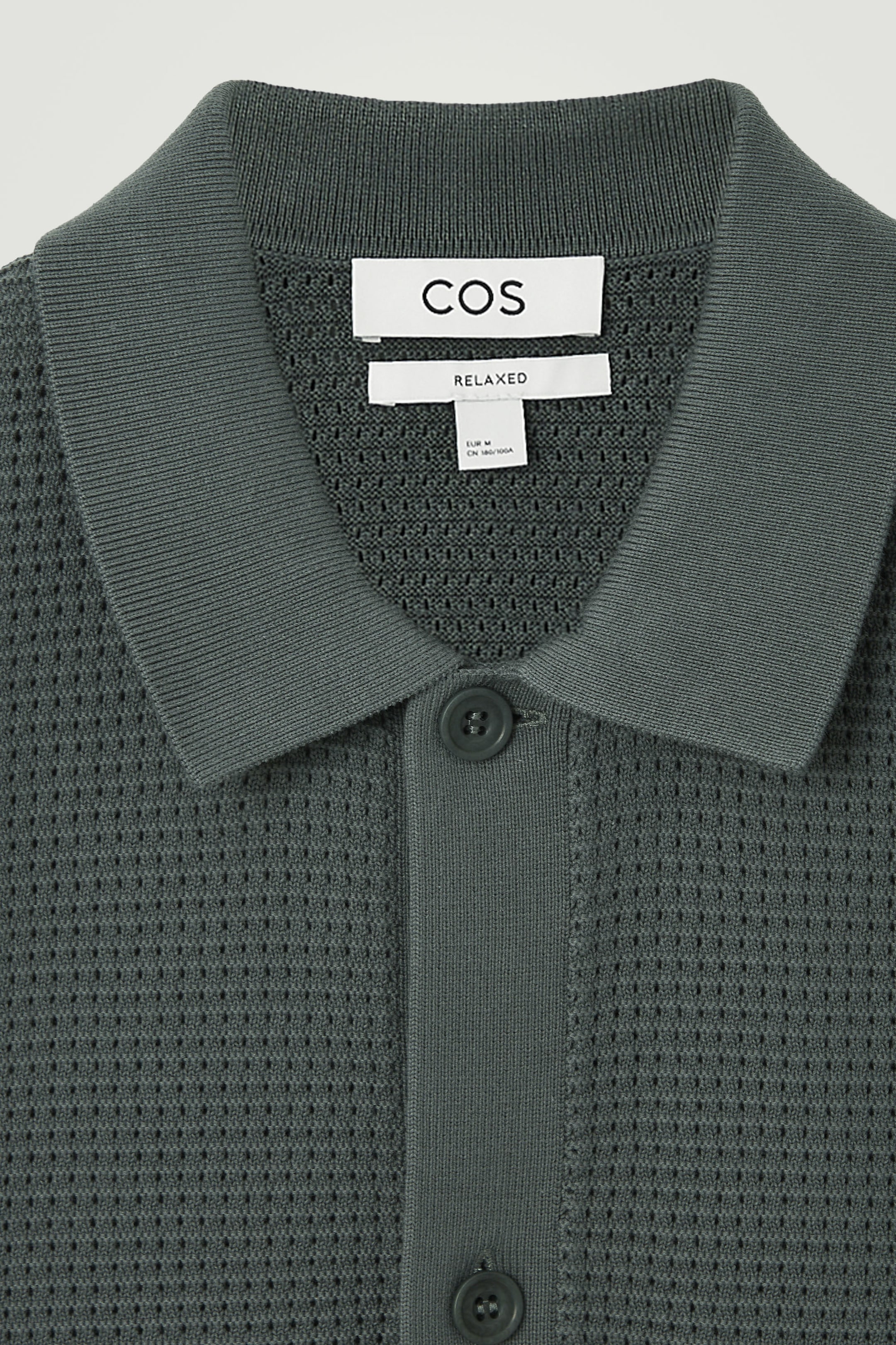 View larger image: RELAXED OPEN-KNIT COTTON SHORT-SLEEVE SHIRT - DARK GREEN - Men | H&M GB 2