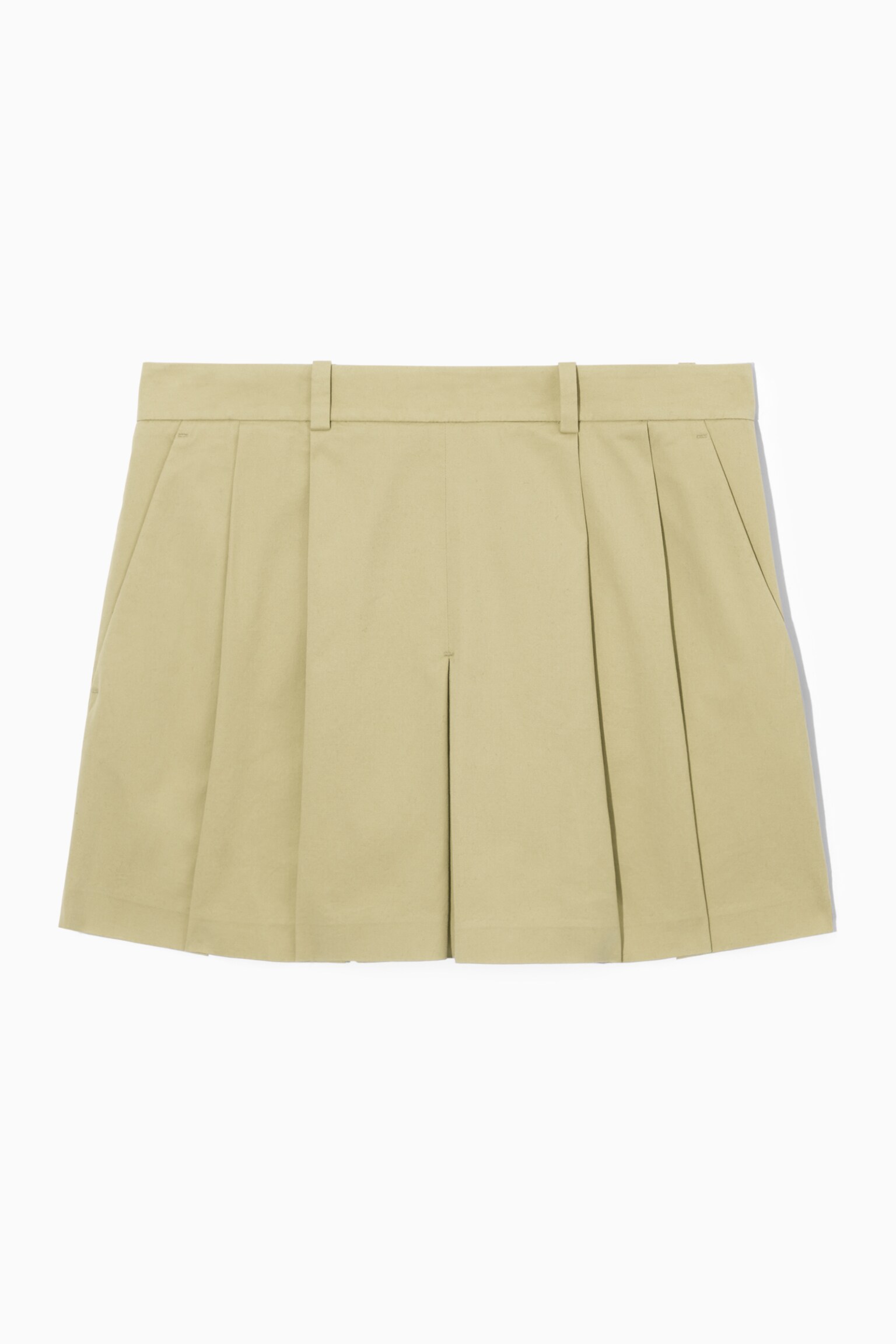 TAILORED PLEATED MINI SKORT - BEIGE - 1