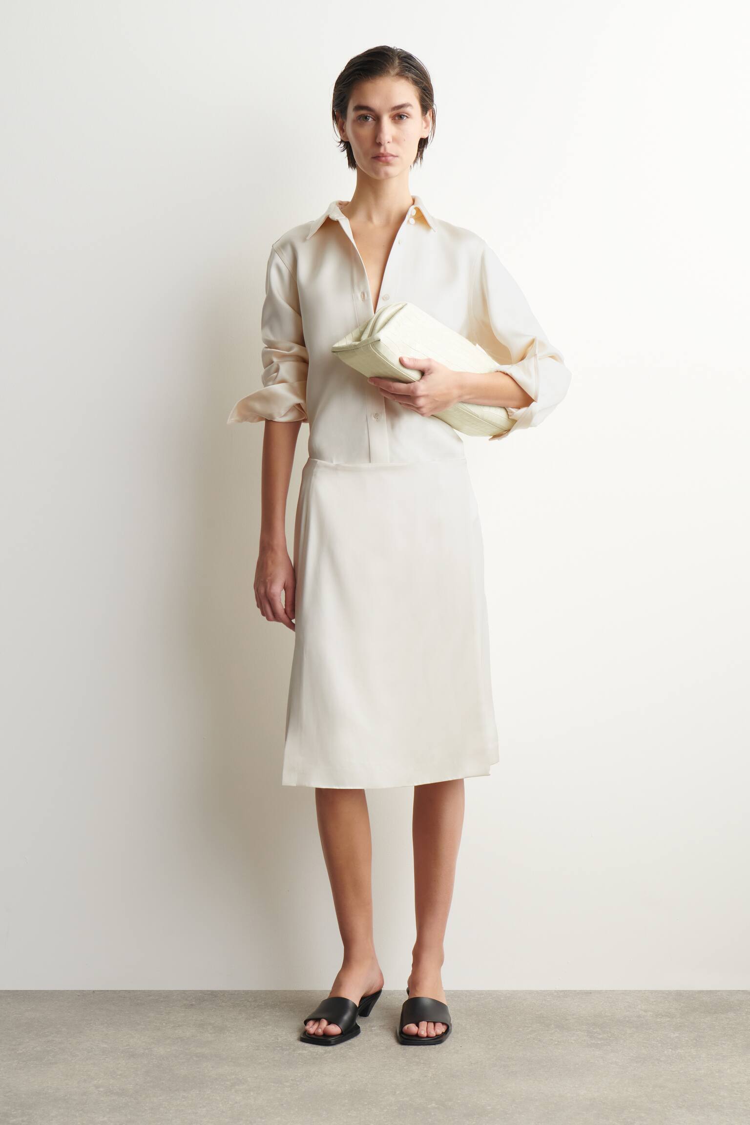 INGOT CLUTCH BAG - LEER - Wit / krokodilleneffect - 1