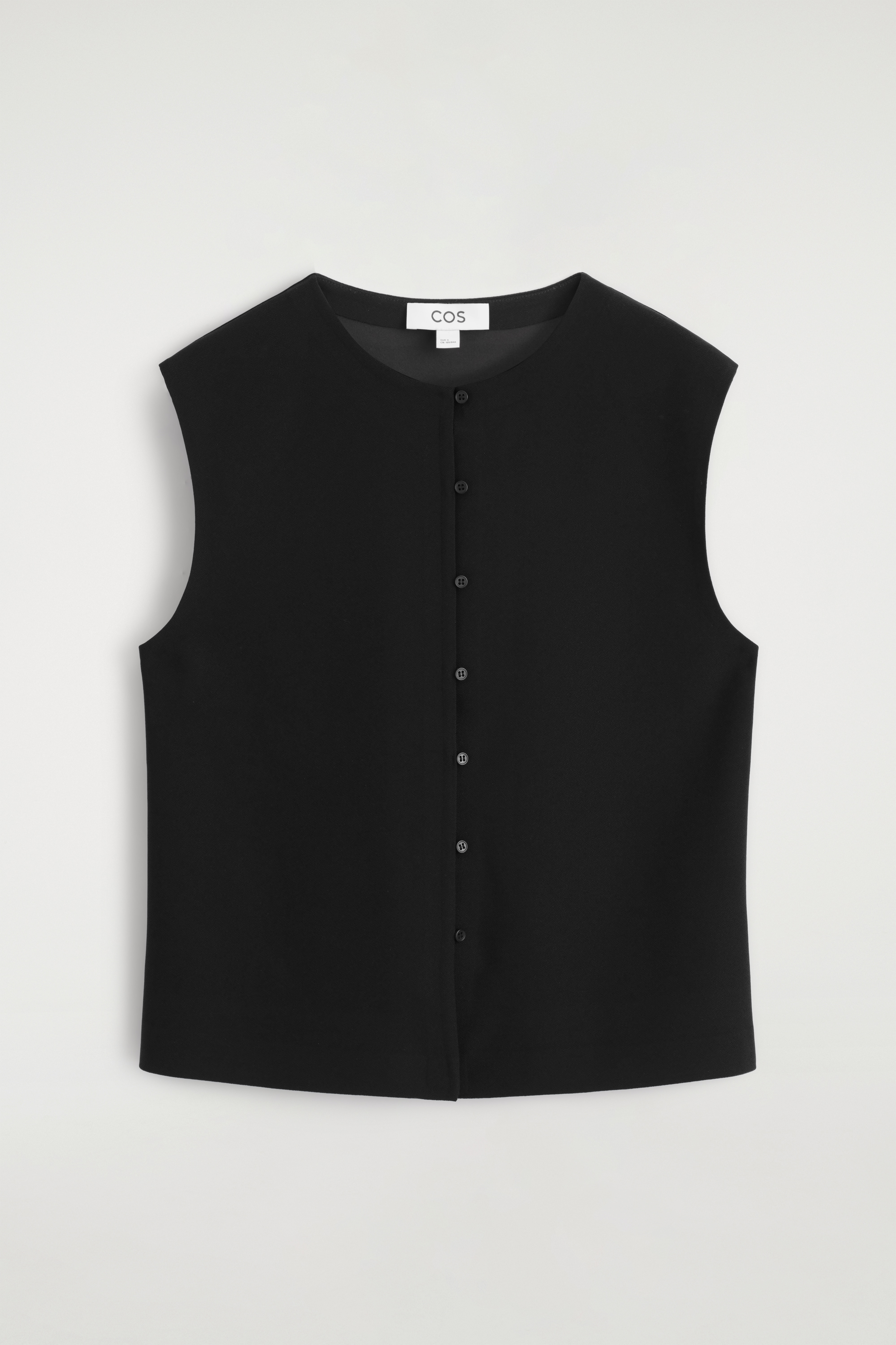 טופ סרוג עם כפתורים - שחור