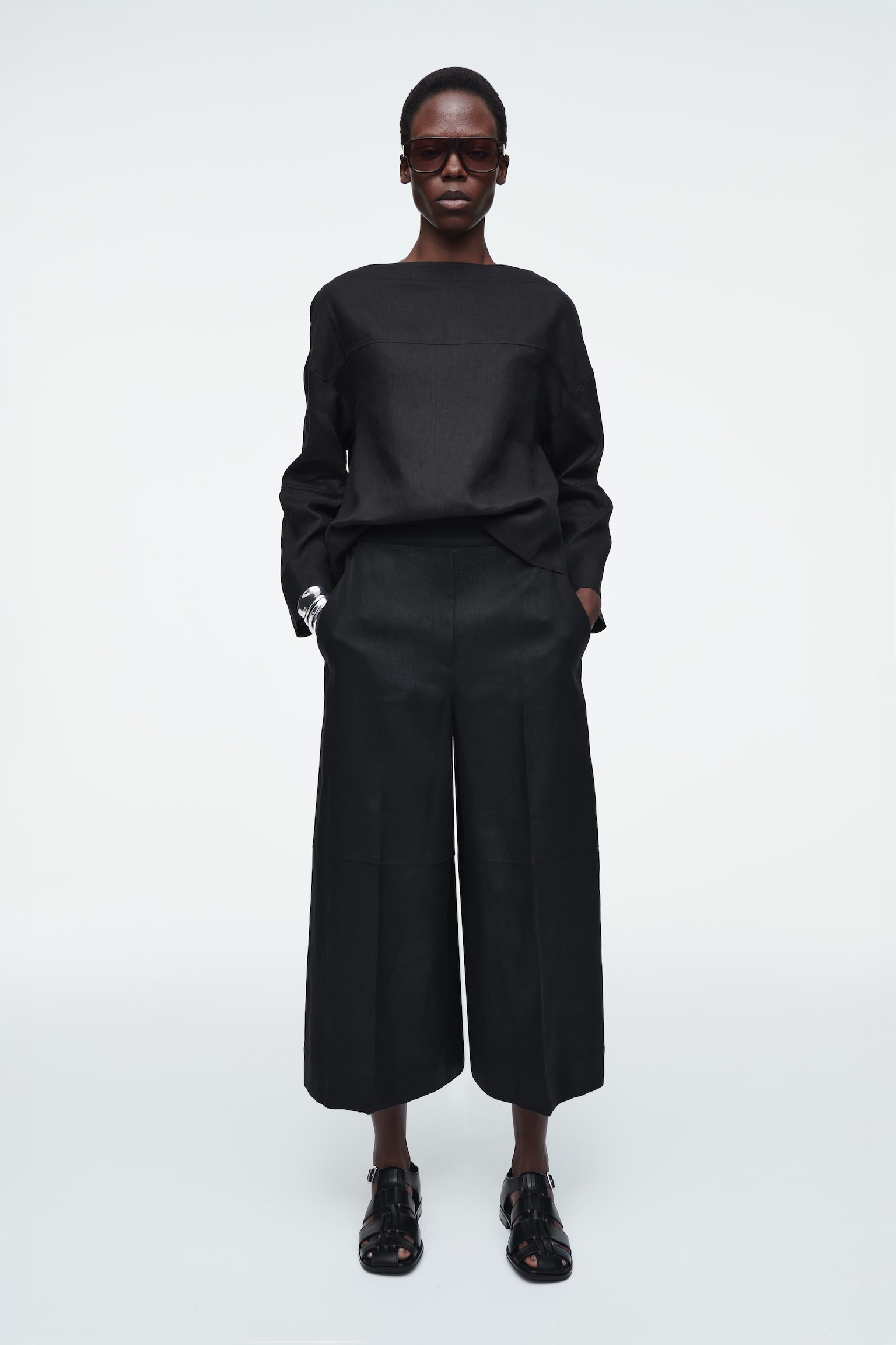 LINEN CULOTTES - BLACK/BLUE/NAVY - 5