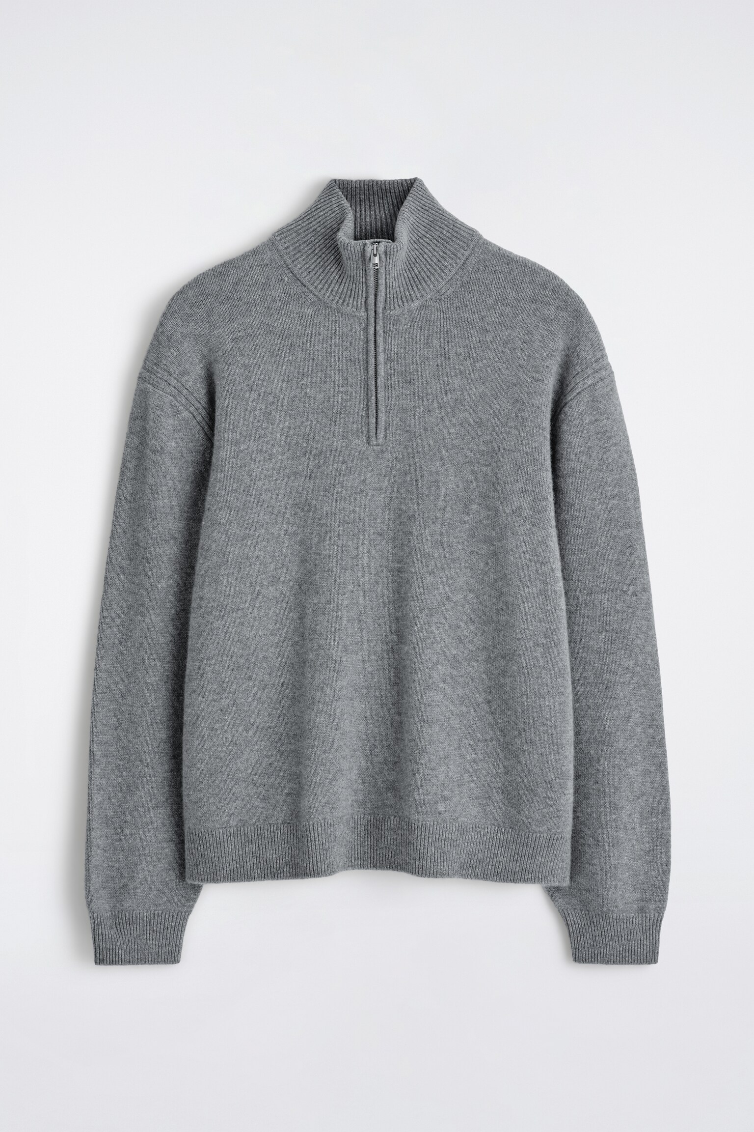 PULL ZIPPÉ EN CACHEMIRE - GRIS/BRUN FONCÉ - 1
