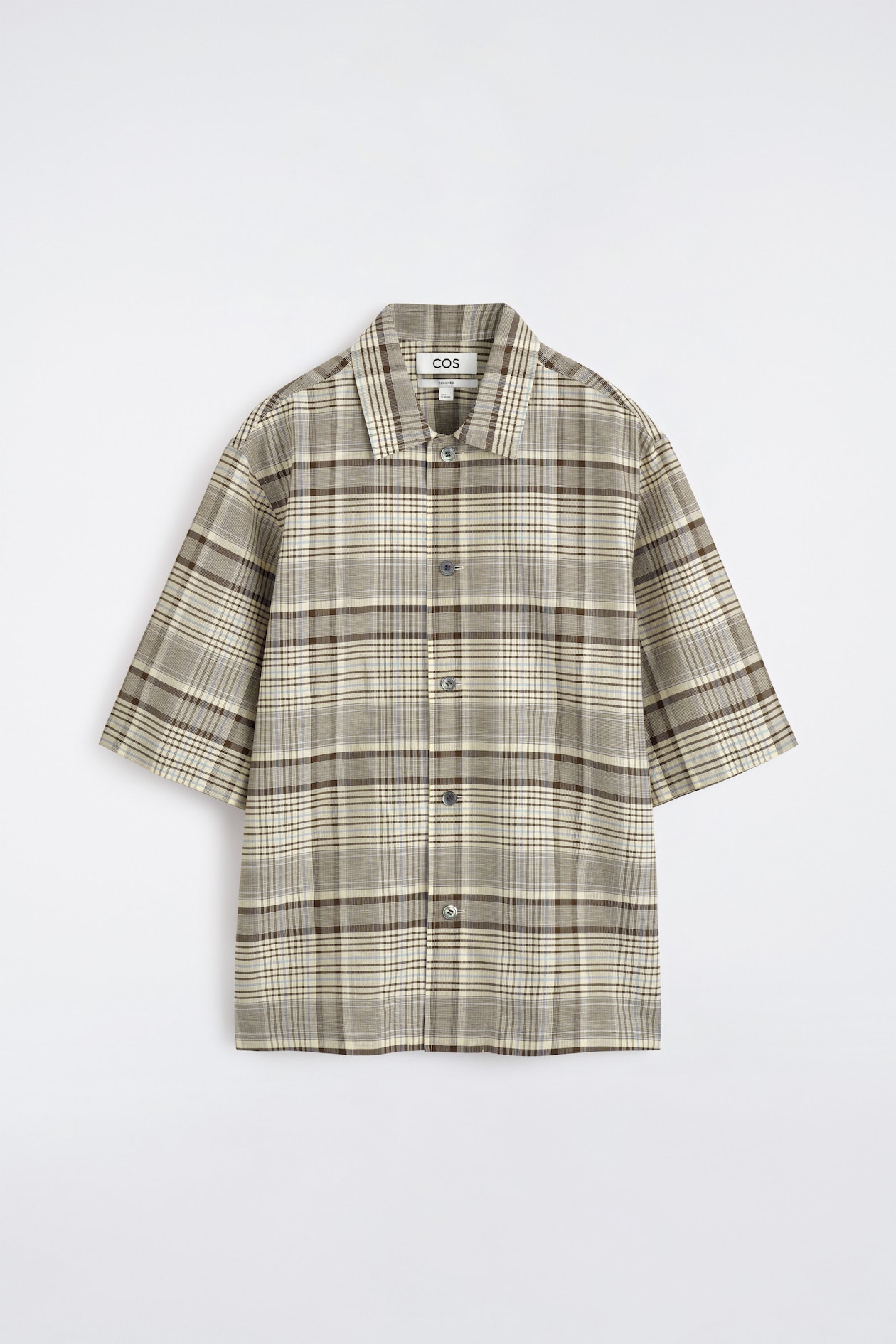 CHECKED LINEN-BLEND SHORT-SLEEVED SHIRT