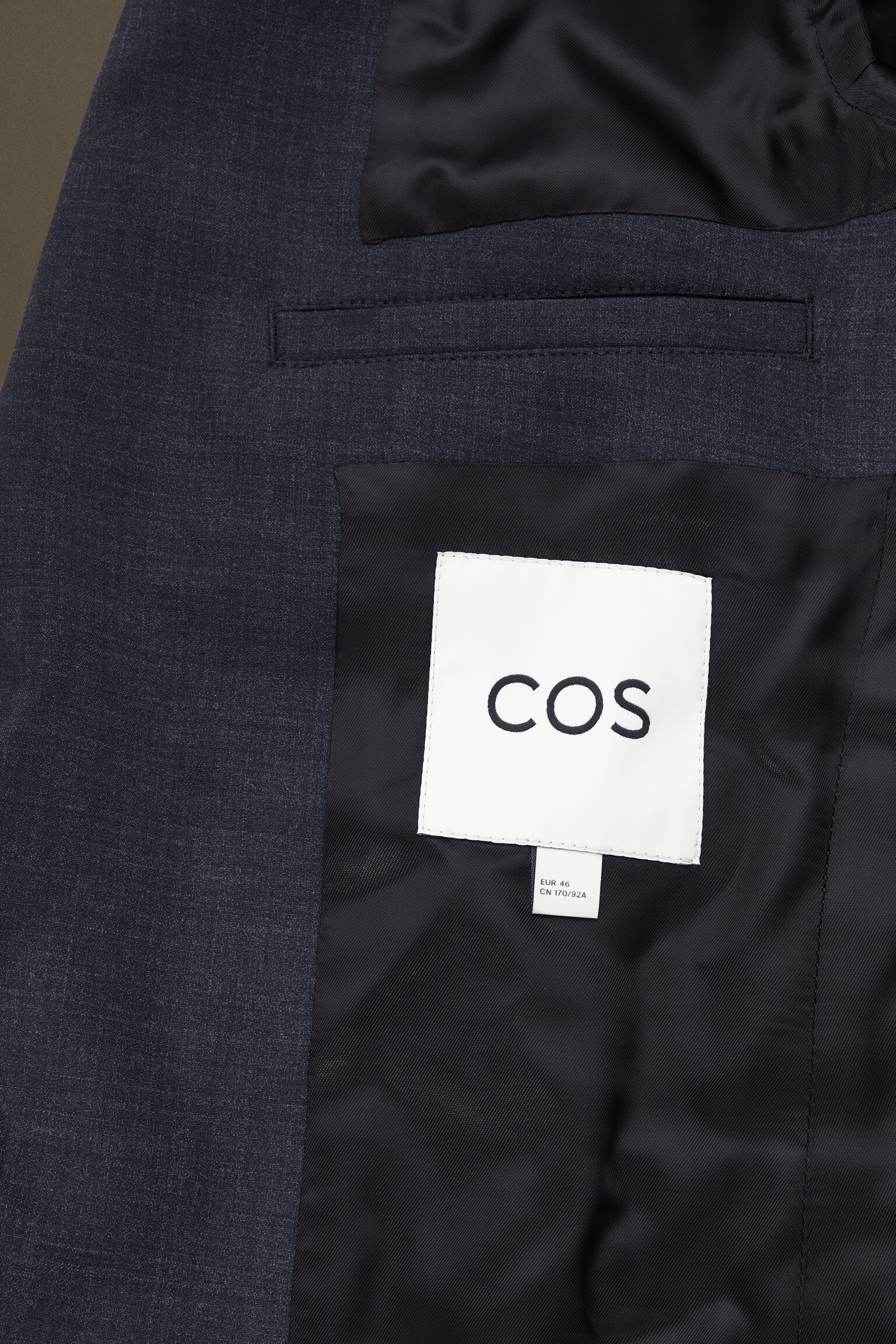 BLAZER SLIM À BOUTONNAGE SIMPLE EN LAINE CHINÉE - BLEU MARINE CHINÉ/BRUN - 2