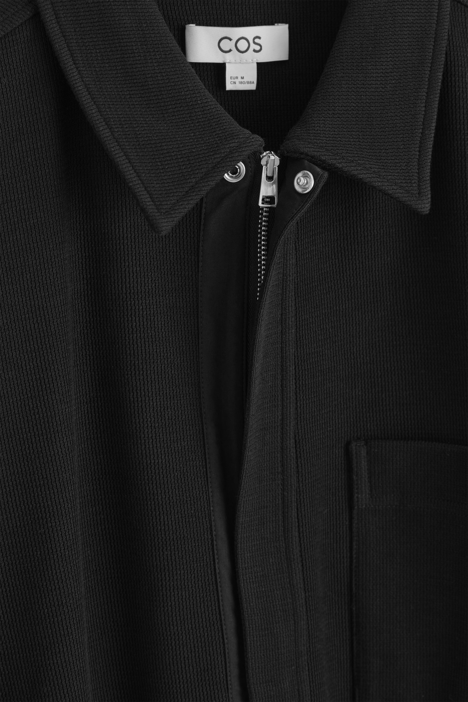 CAMICIA IN JERSEY DI COTONE TESTURIZZATO CON ZIP - NERO/COLOR TALPA CHIARO - 7