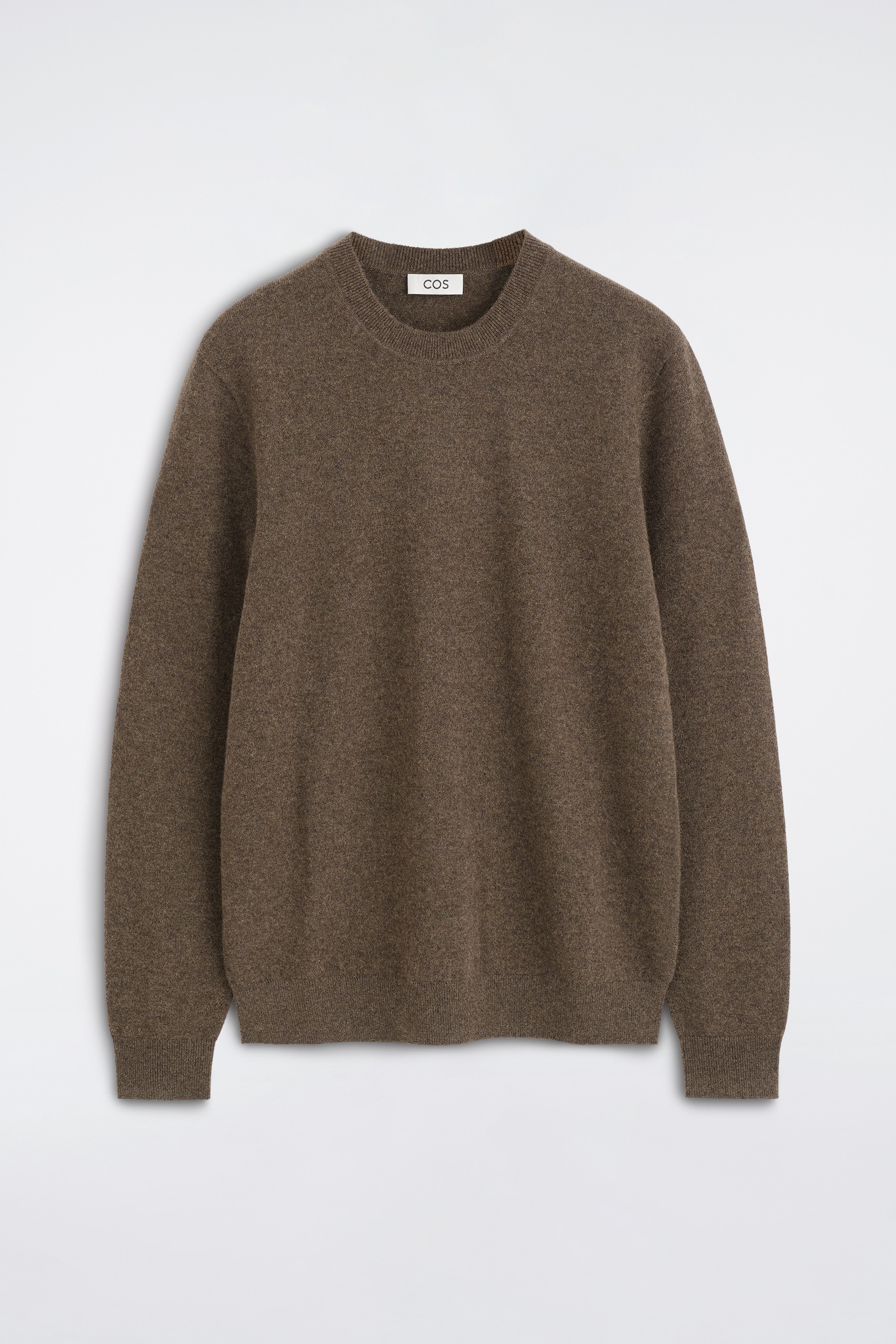 CASHMERE CREW-NECK JUMPER - BROWN MÉLANGE/GREY MÉLANGE