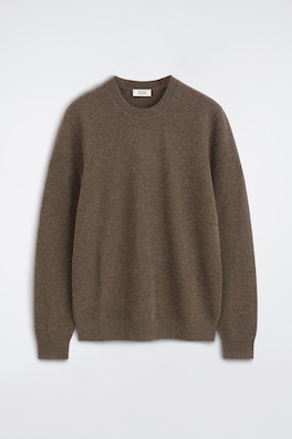 PURE CASHMERE CREW-NECK SWEATER — BROWN MÉLANGE 8