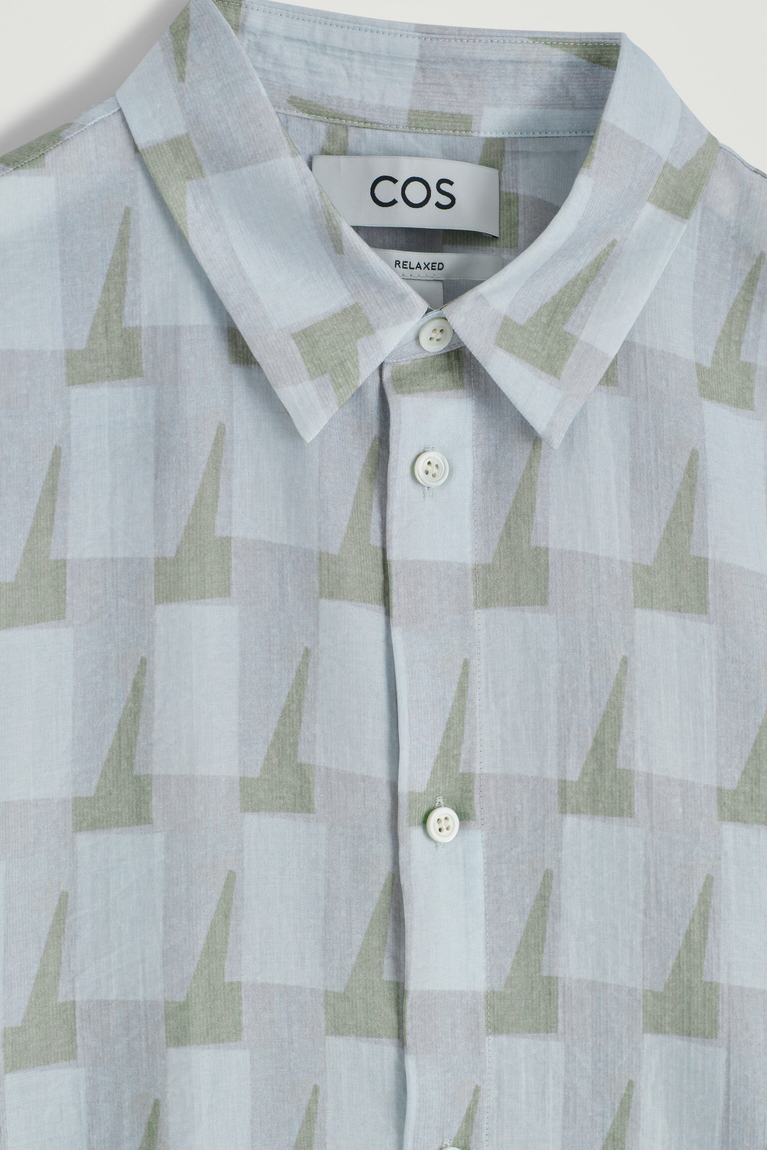 CHEMISE À MANCHES COURTES ET IMPRIMÉ GÉOMÉTRIQUE - BLEU CLAIR / IMPRIMÉ - 6