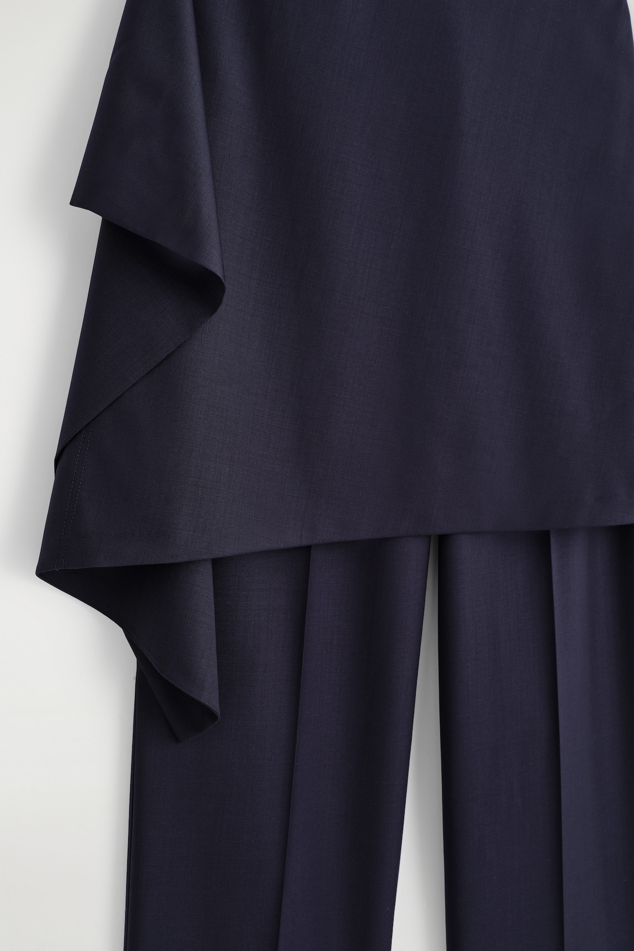 WOOL SKIRT TROUSERS — NAVY